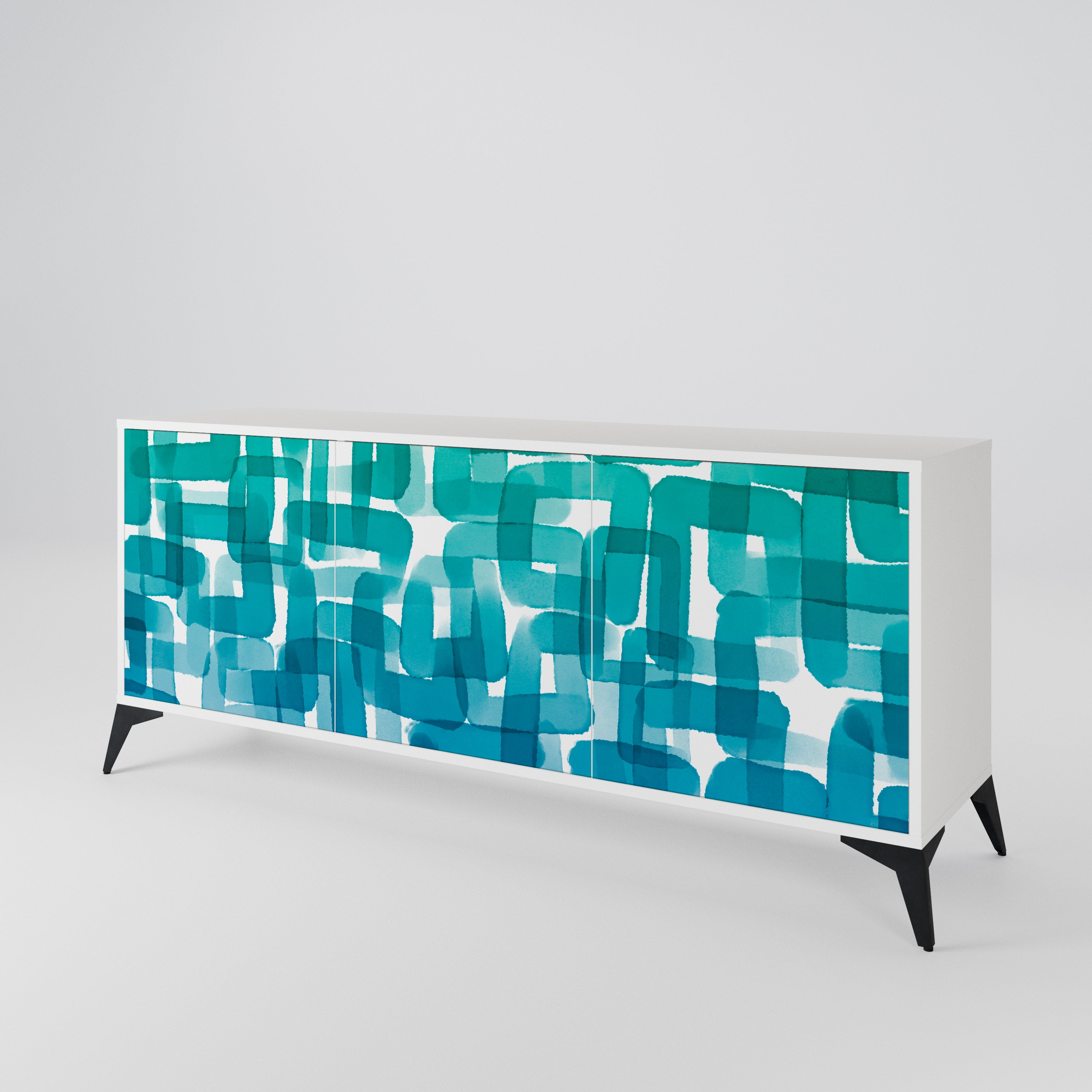 TURQUOISE RECTANGLES Komoda 3-drzwiowa korpus Biały
