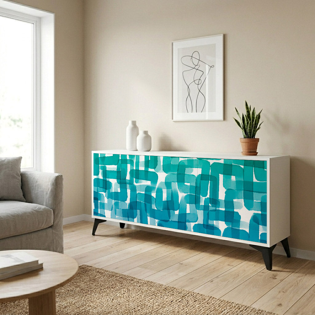 TURQUOISE RECTANGLES Komoda 3-drzwiowa korpus Biały