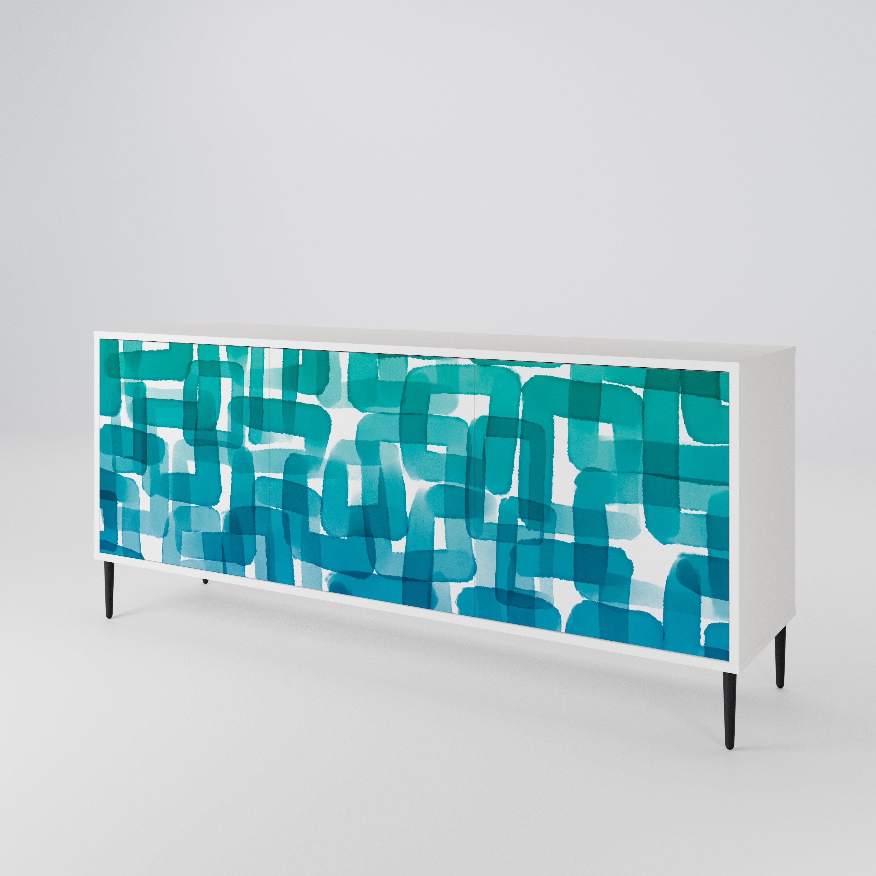 TURQUOISE RECTANGLES Komoda 3-drzwiowa korpus Biały