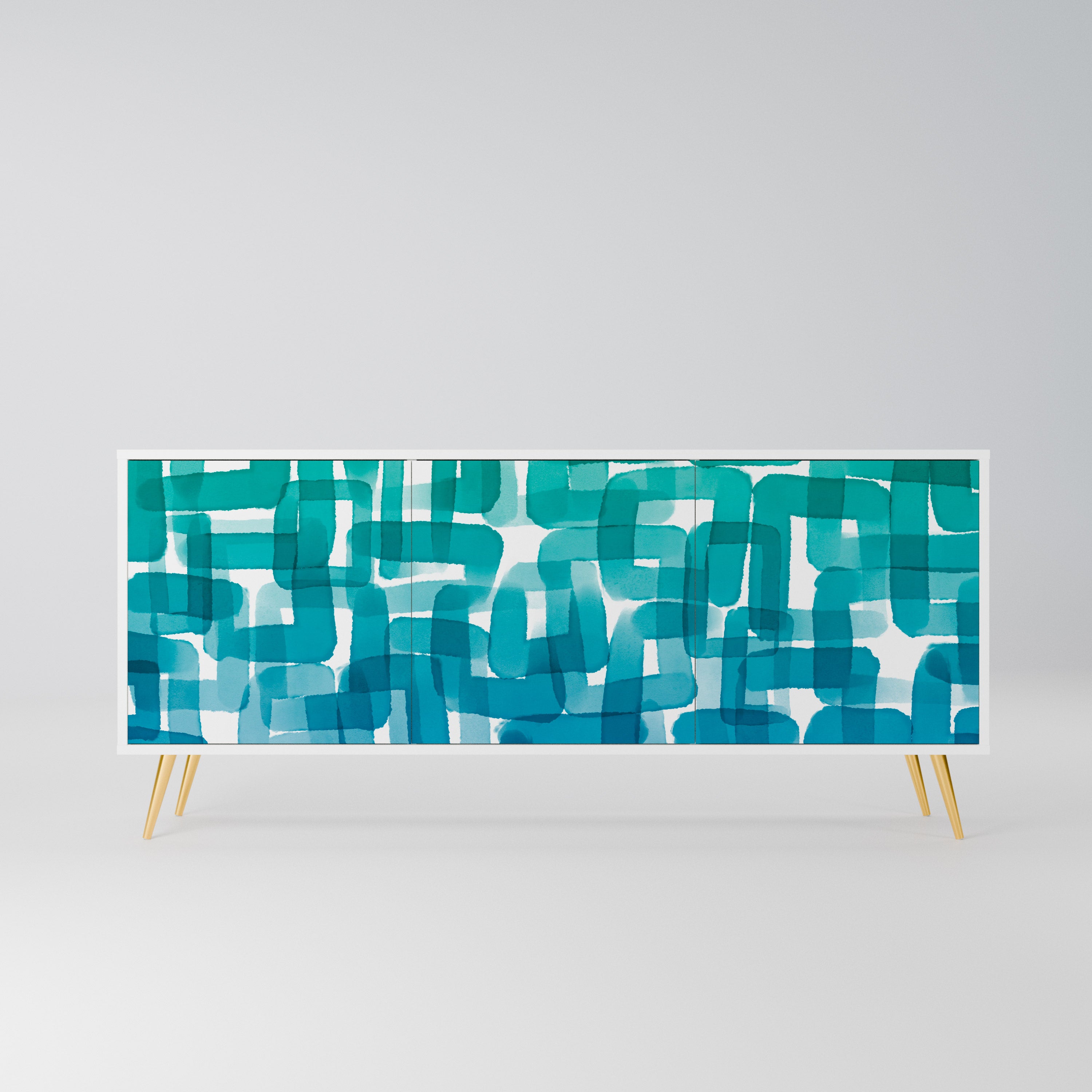 TURQUOISE RECTANGLES Komoda 3-drzwiowa korpus Biały