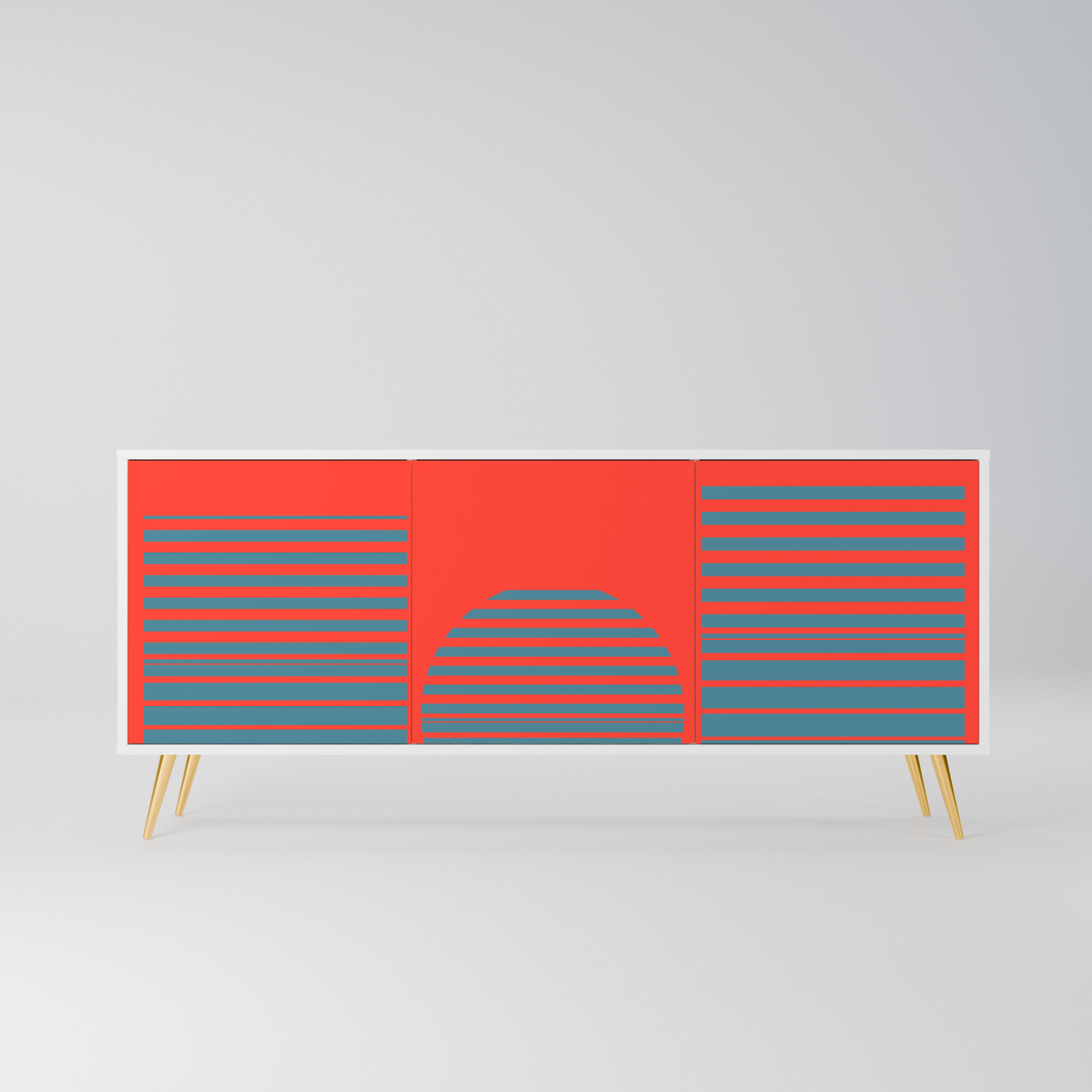 RISING GEOMETRY STARS Komoda 3-drzwiowa korpus Biały