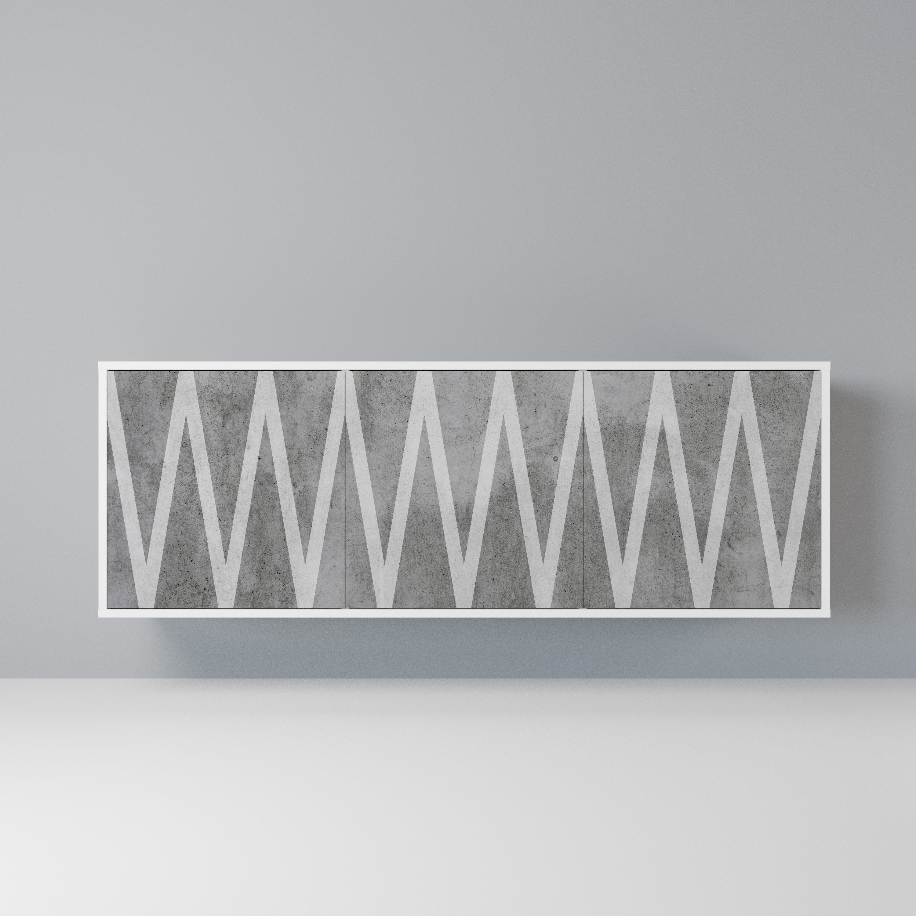 SOLID ZIG ZAG Komoda 3-drzwiowa korpus Biały