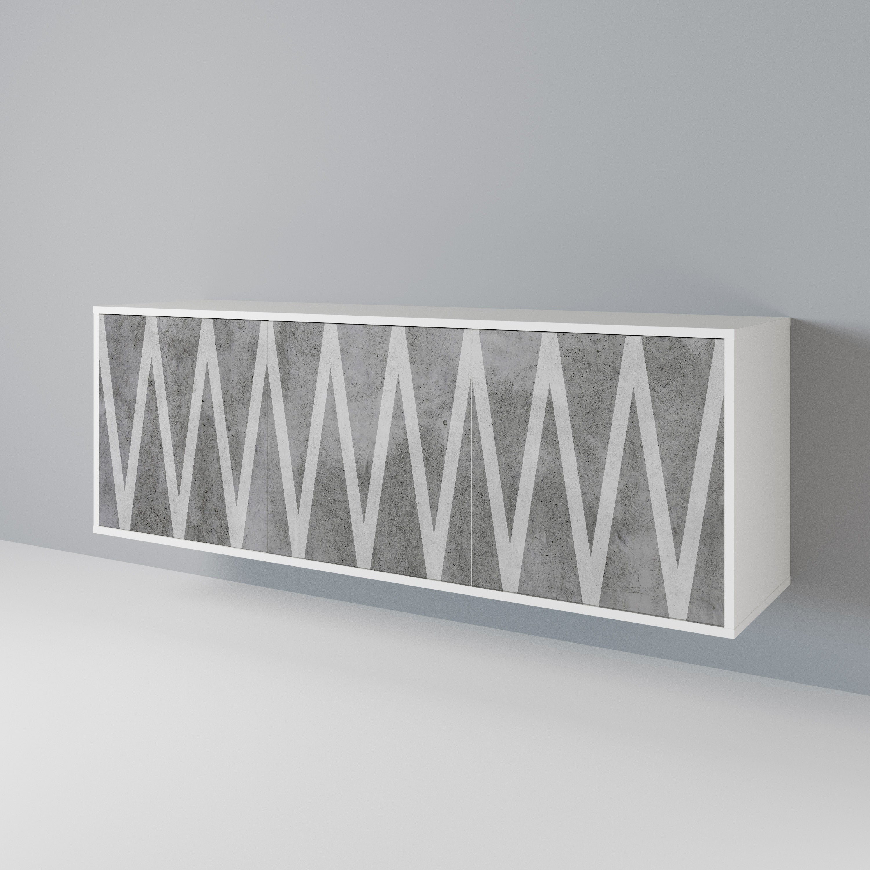 SOLID ZIG ZAG Komoda 3-drzwiowa korpus Biały