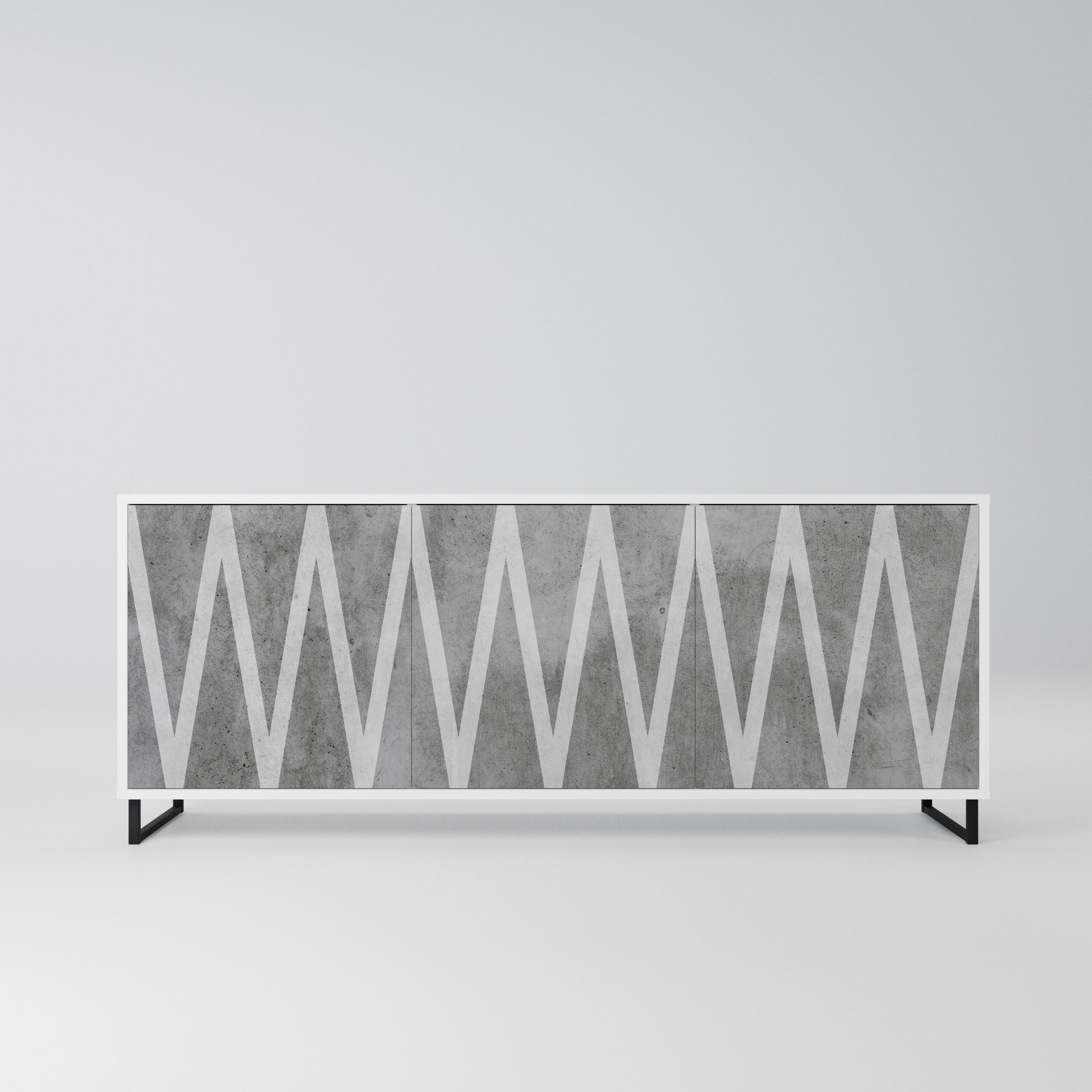 SOLID ZIG ZAG Komoda 3-drzwiowa korpus Biały