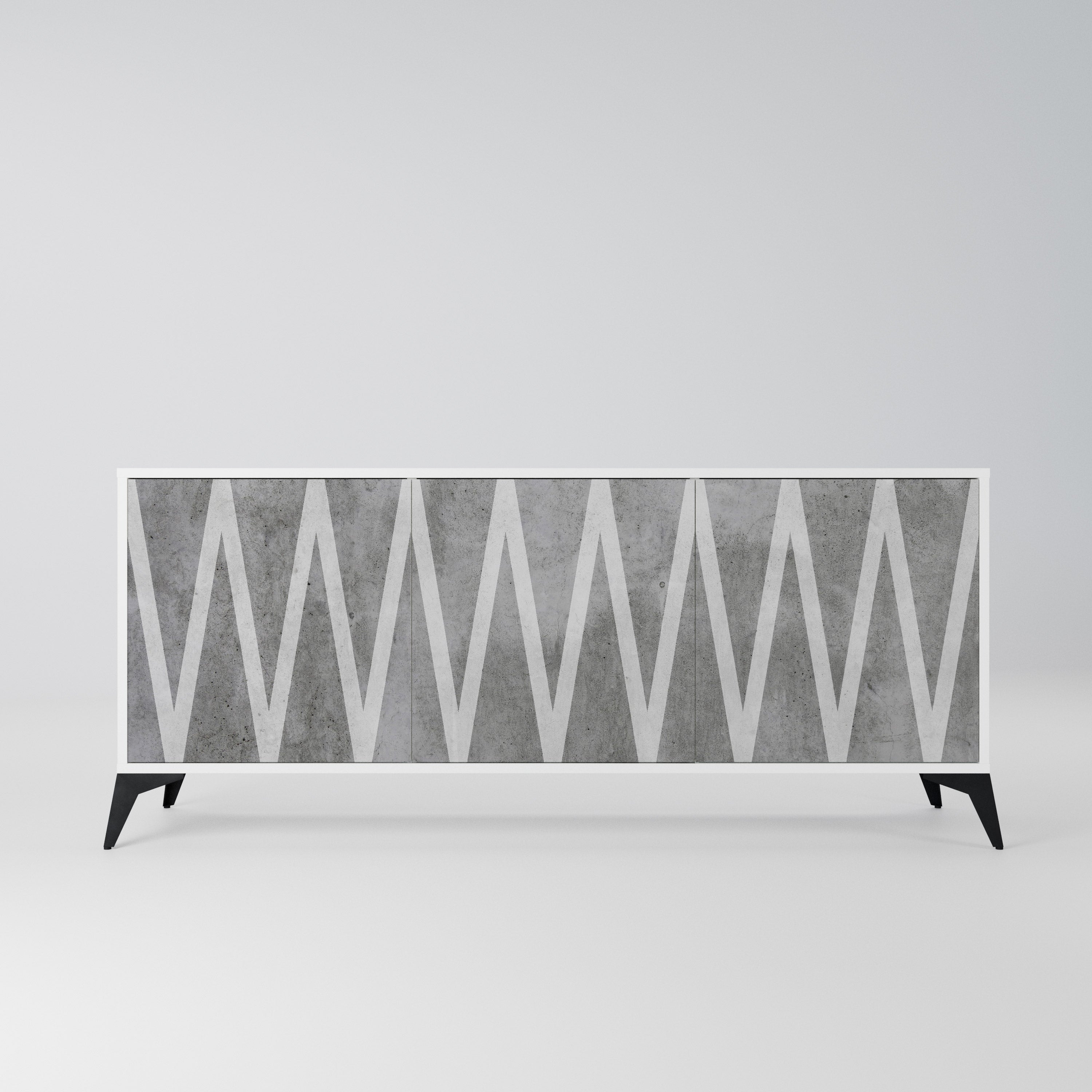 SOLID ZIG ZAG Komoda 3-drzwiowa korpus Biały