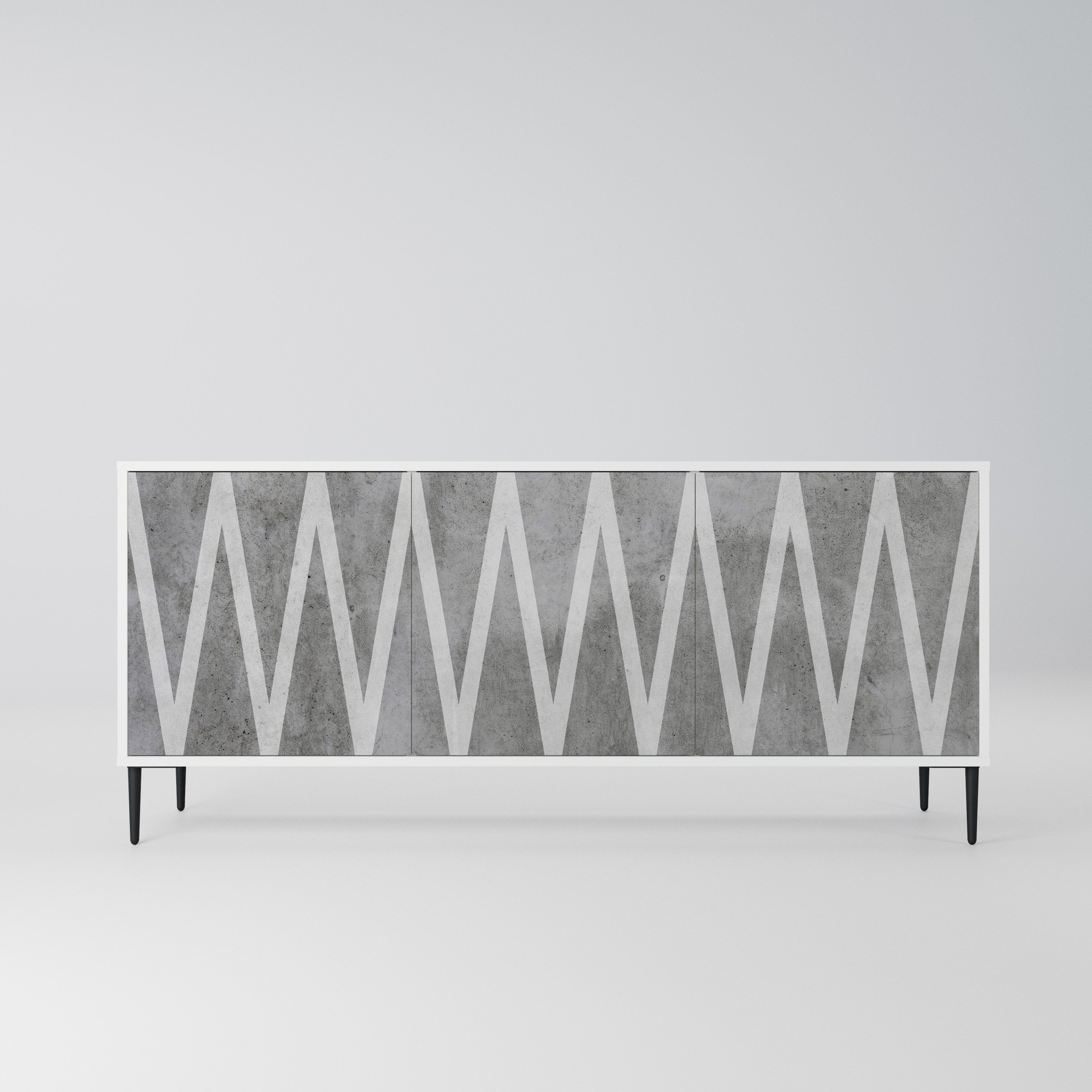 SOLID ZIG ZAG Komoda 3-drzwiowa korpus Biały