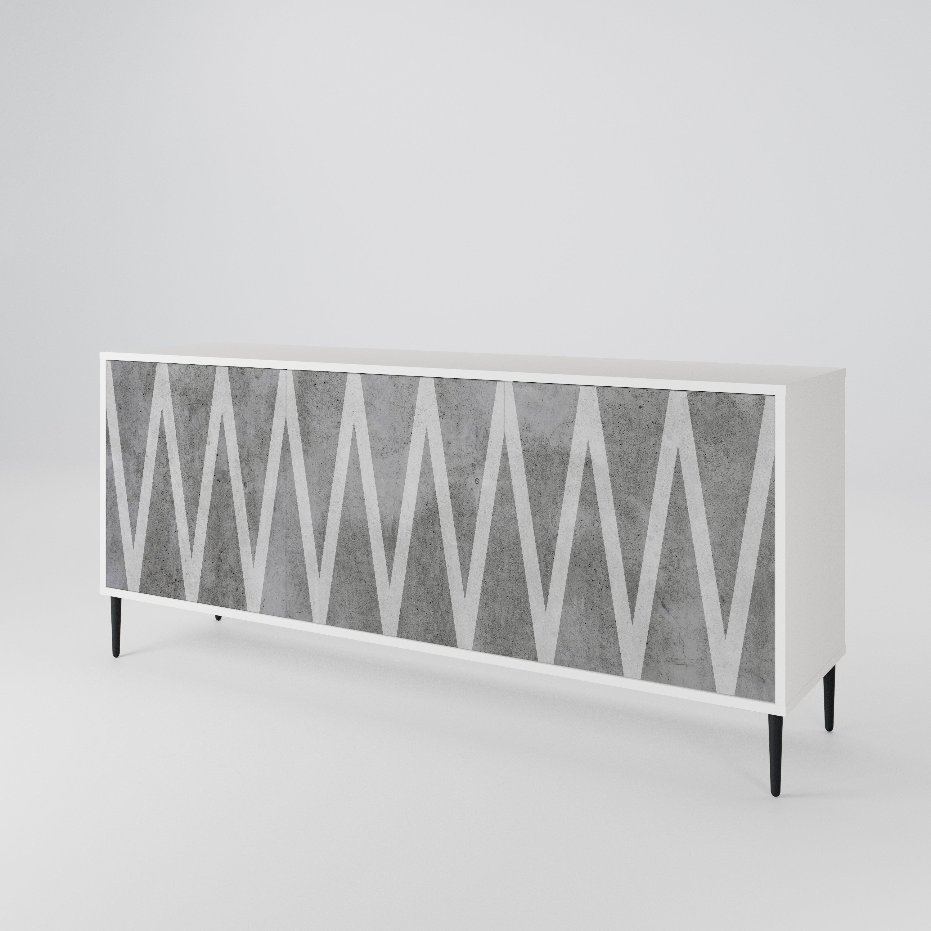 SOLID ZIG ZAG Komoda 3-drzwiowa korpus Biały