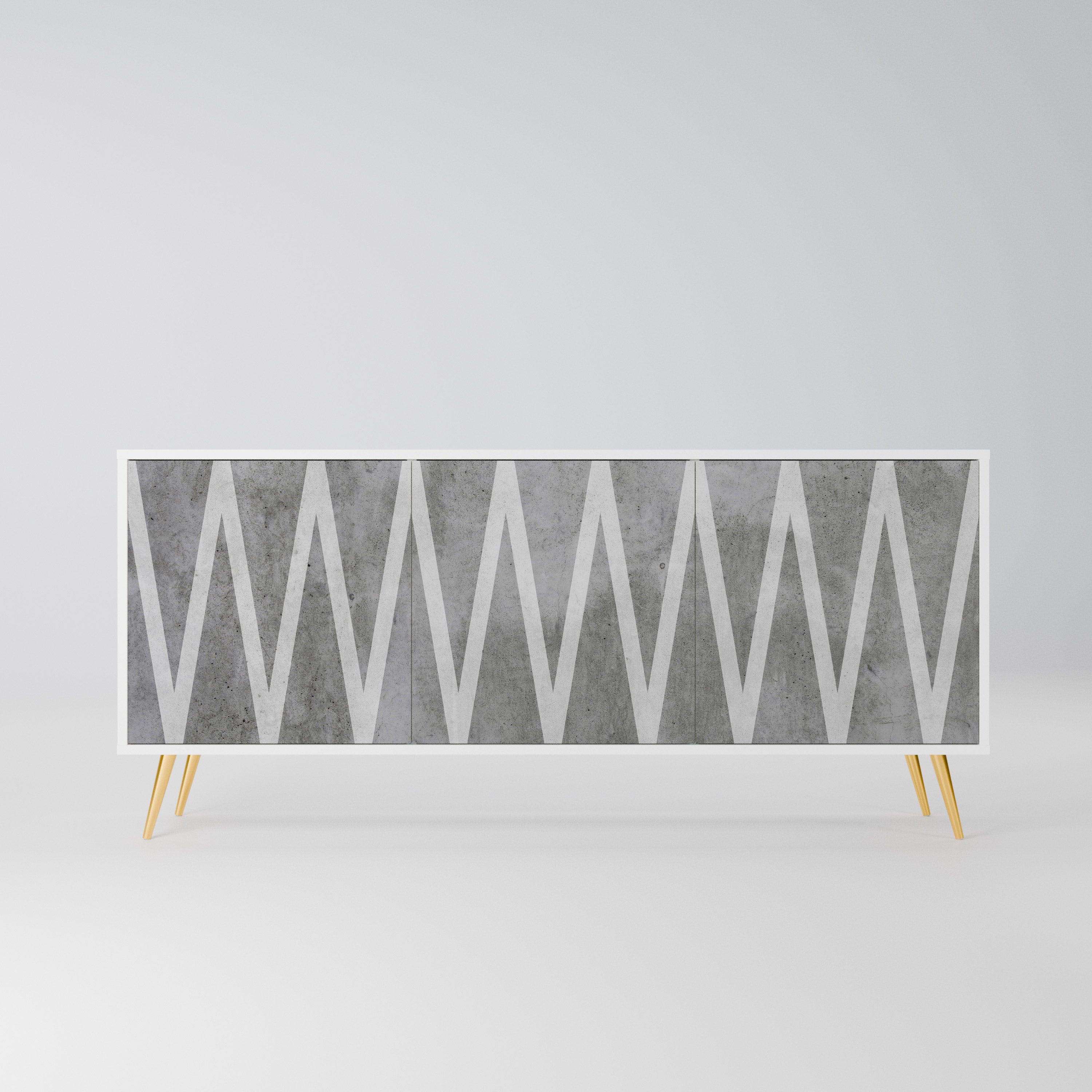 SOLID ZIG ZAG Komoda 3-drzwiowa korpus Biały