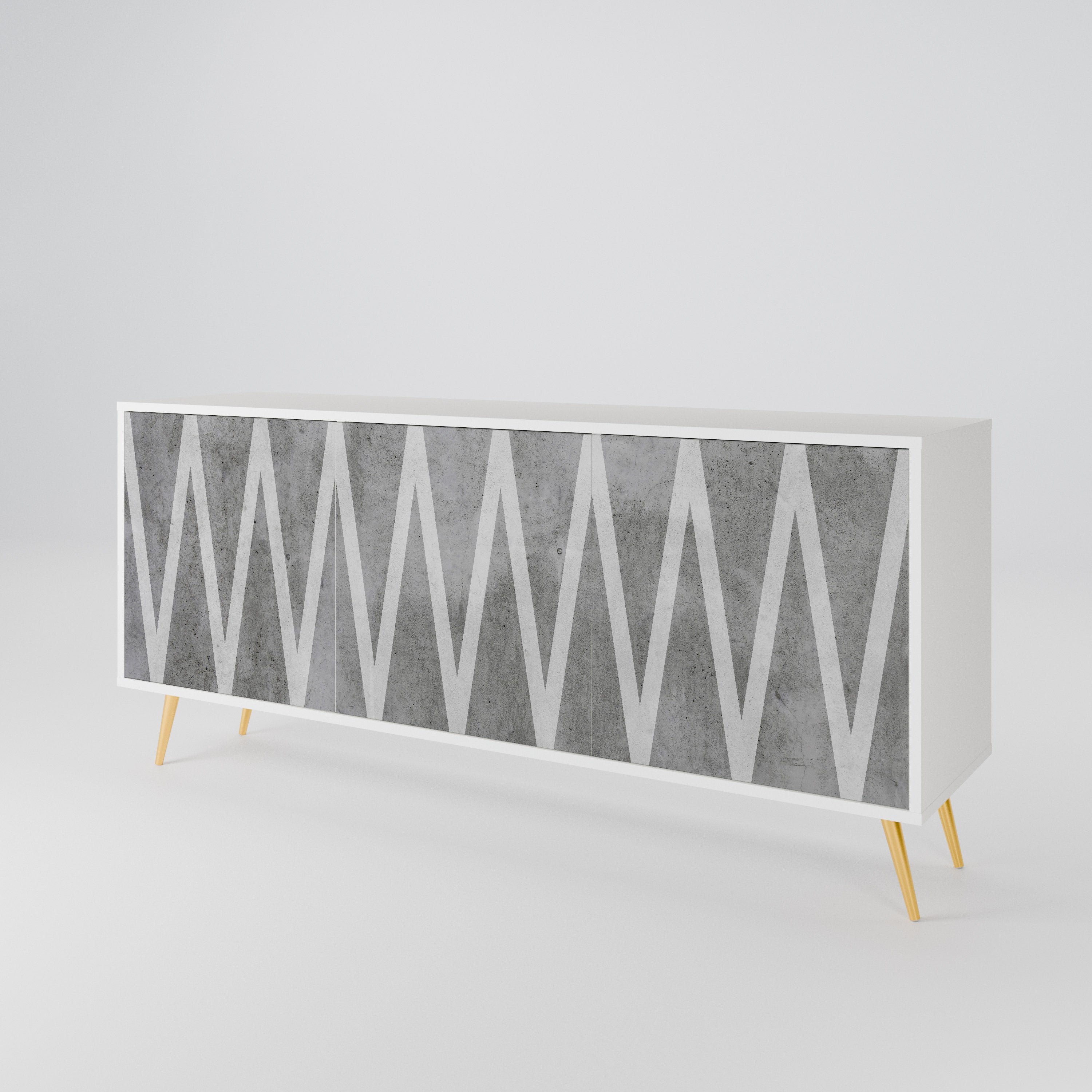 SOLID ZIG ZAG Komoda 3-drzwiowa korpus Biały