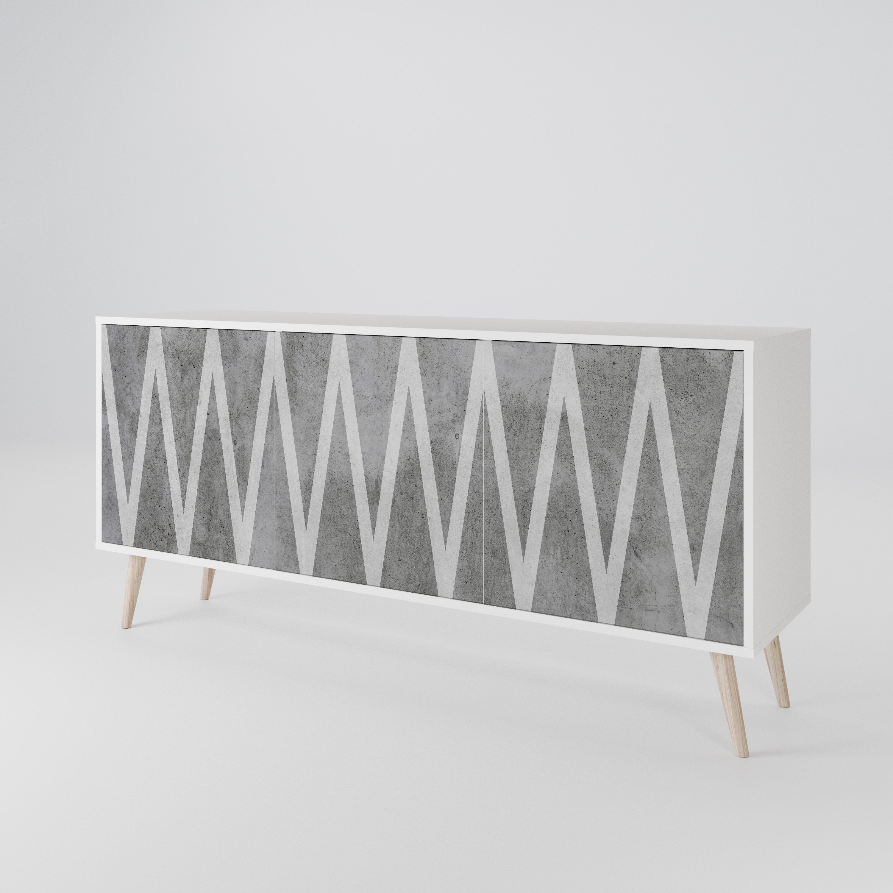 SOLID ZIG ZAG Komoda 3-drzwiowa korpus Biały