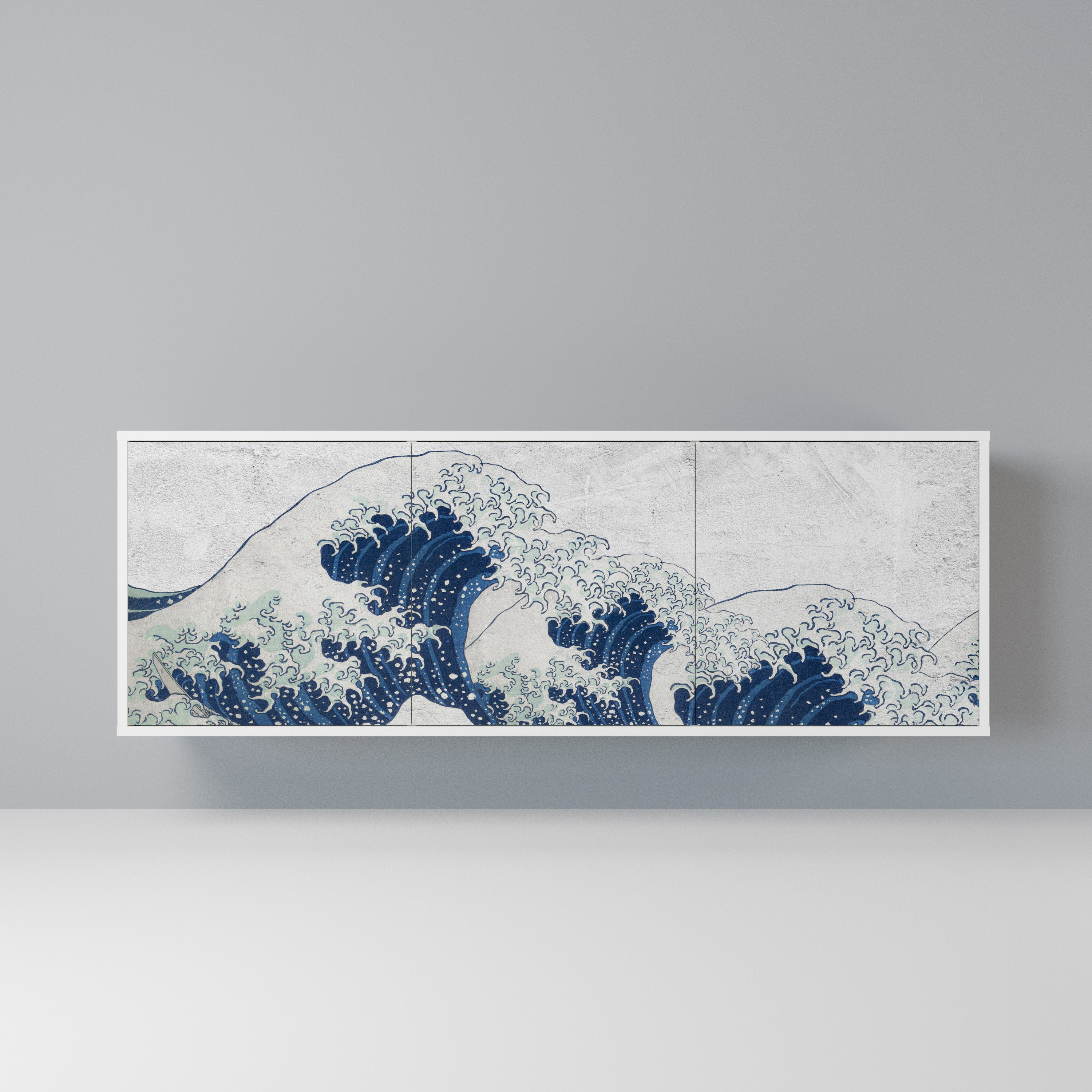 THE GREAT WAVE AT KANAGAWA Komoda 3-drzwiowa korpus Biały