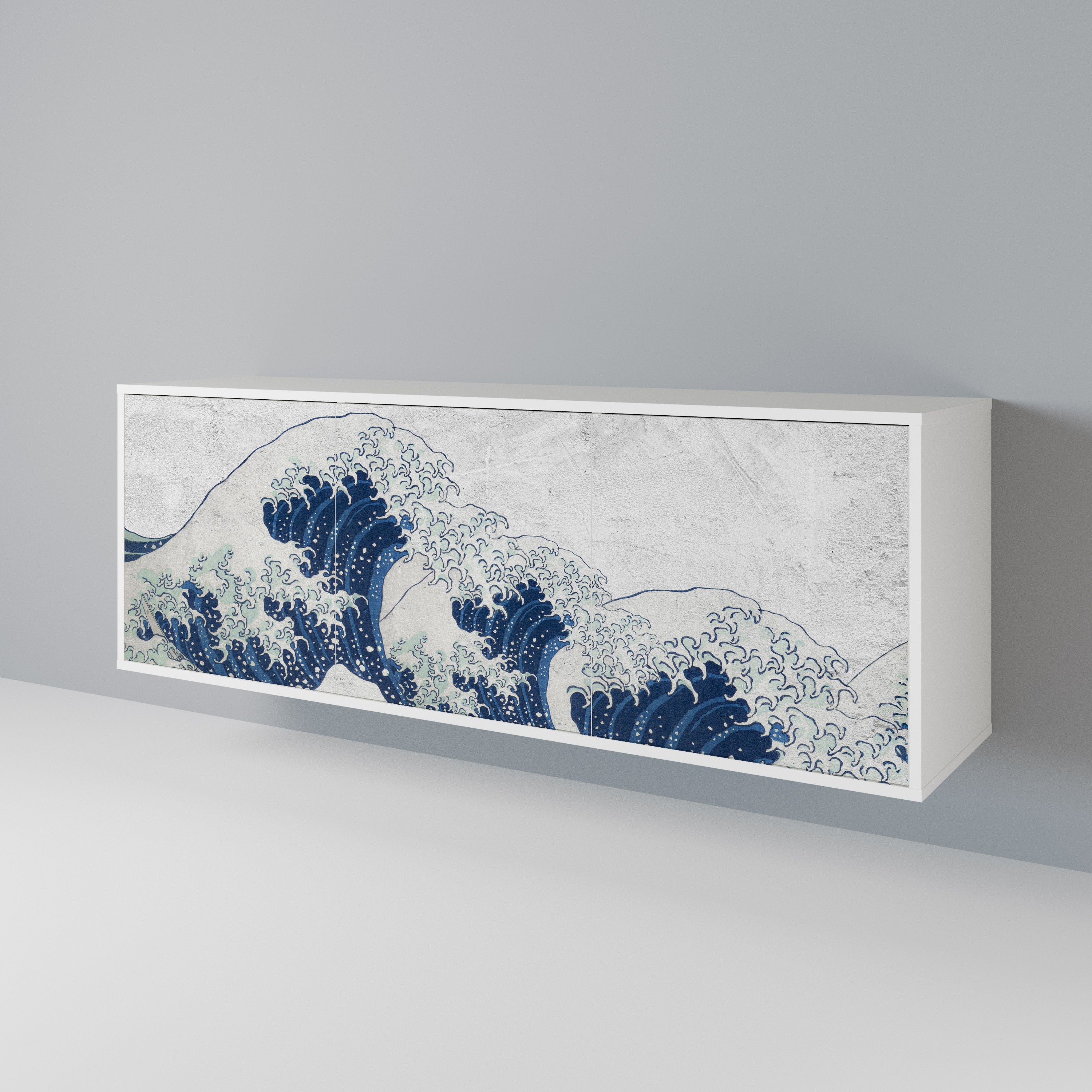 THE GREAT WAVE AT KANAGAWA Komoda 3-drzwiowa korpus Biały