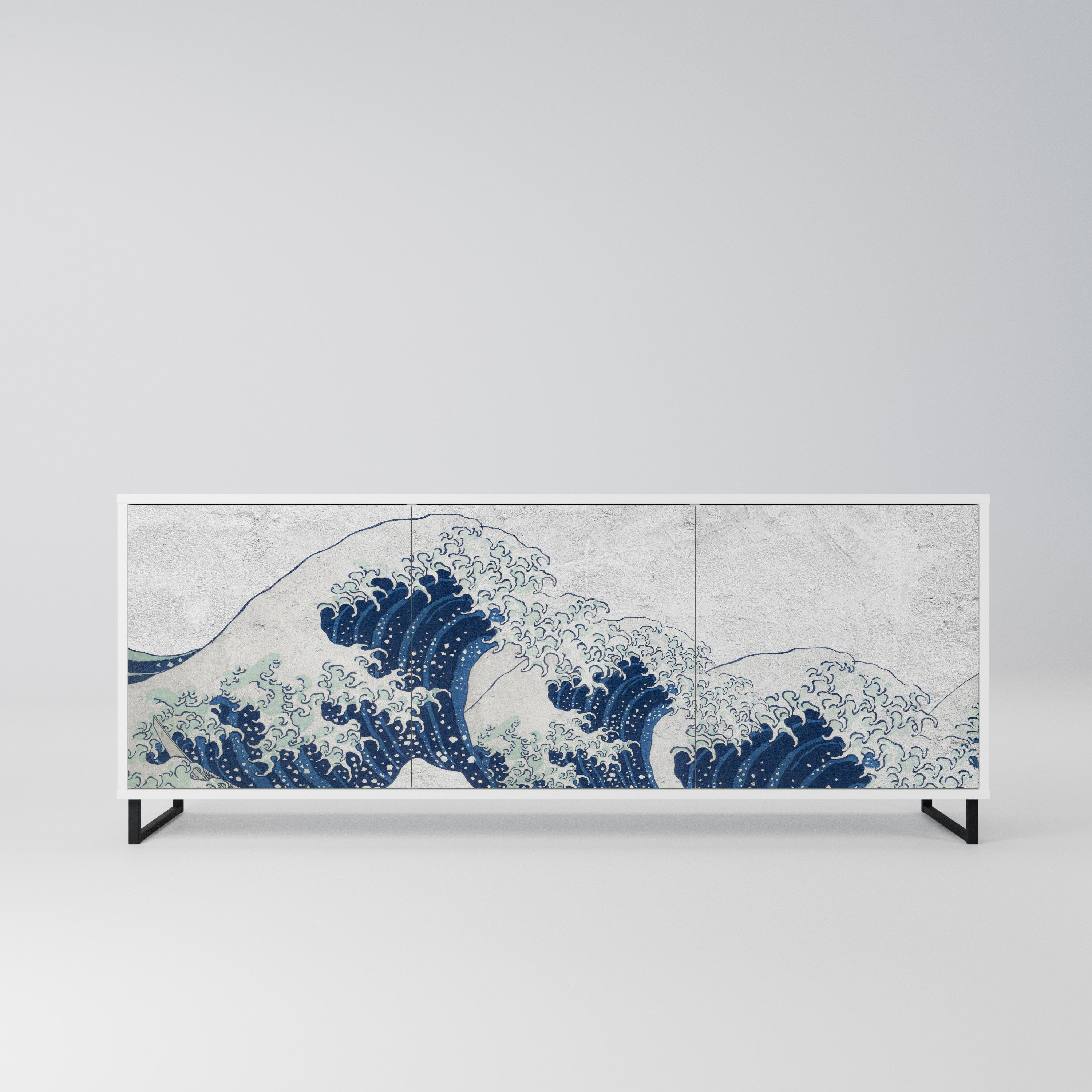 THE GREAT WAVE AT KANAGAWA Komoda 3-drzwiowa korpus Biały