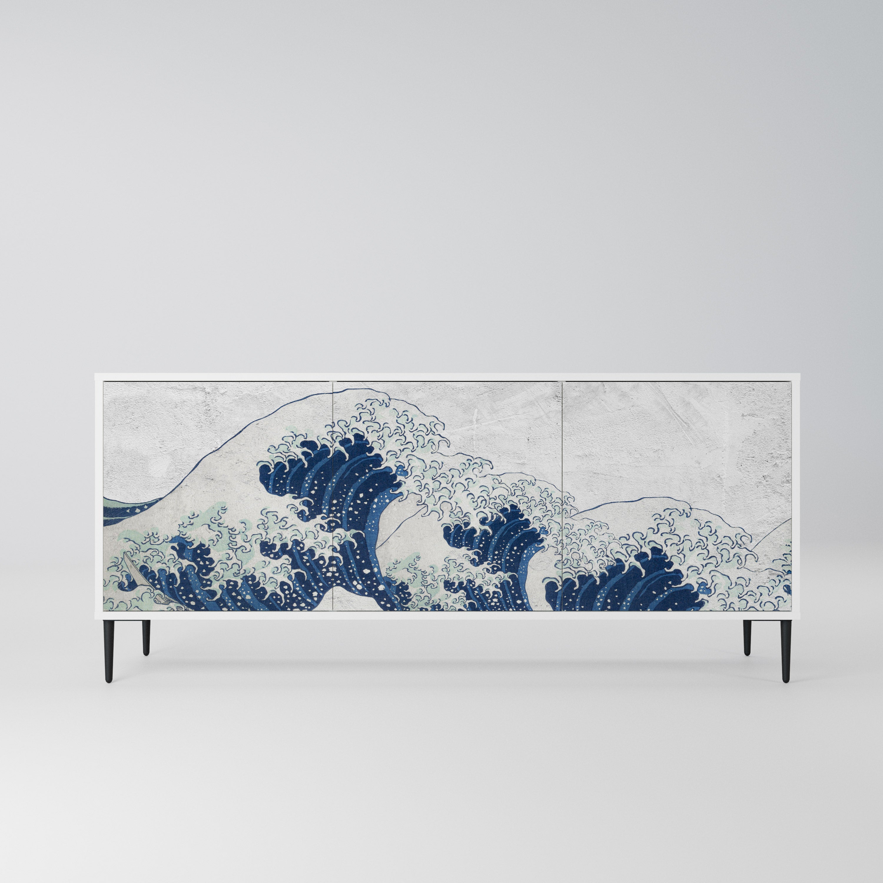 THE GREAT WAVE AT KANAGAWA Komoda 3-drzwiowa korpus Biały