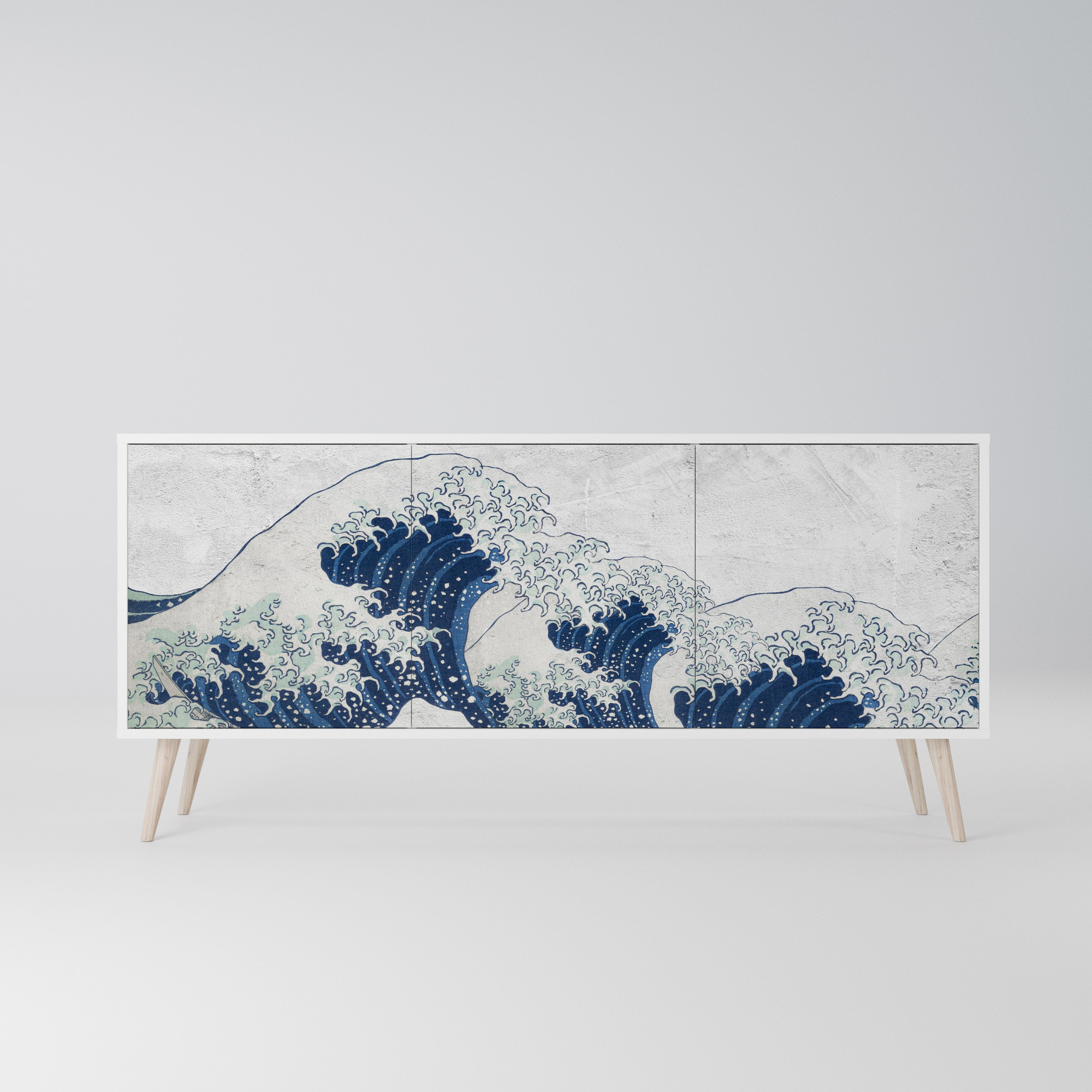 THE GREAT WAVE AT KANAGAWA Komoda 3-drzwiowa korpus Biały
