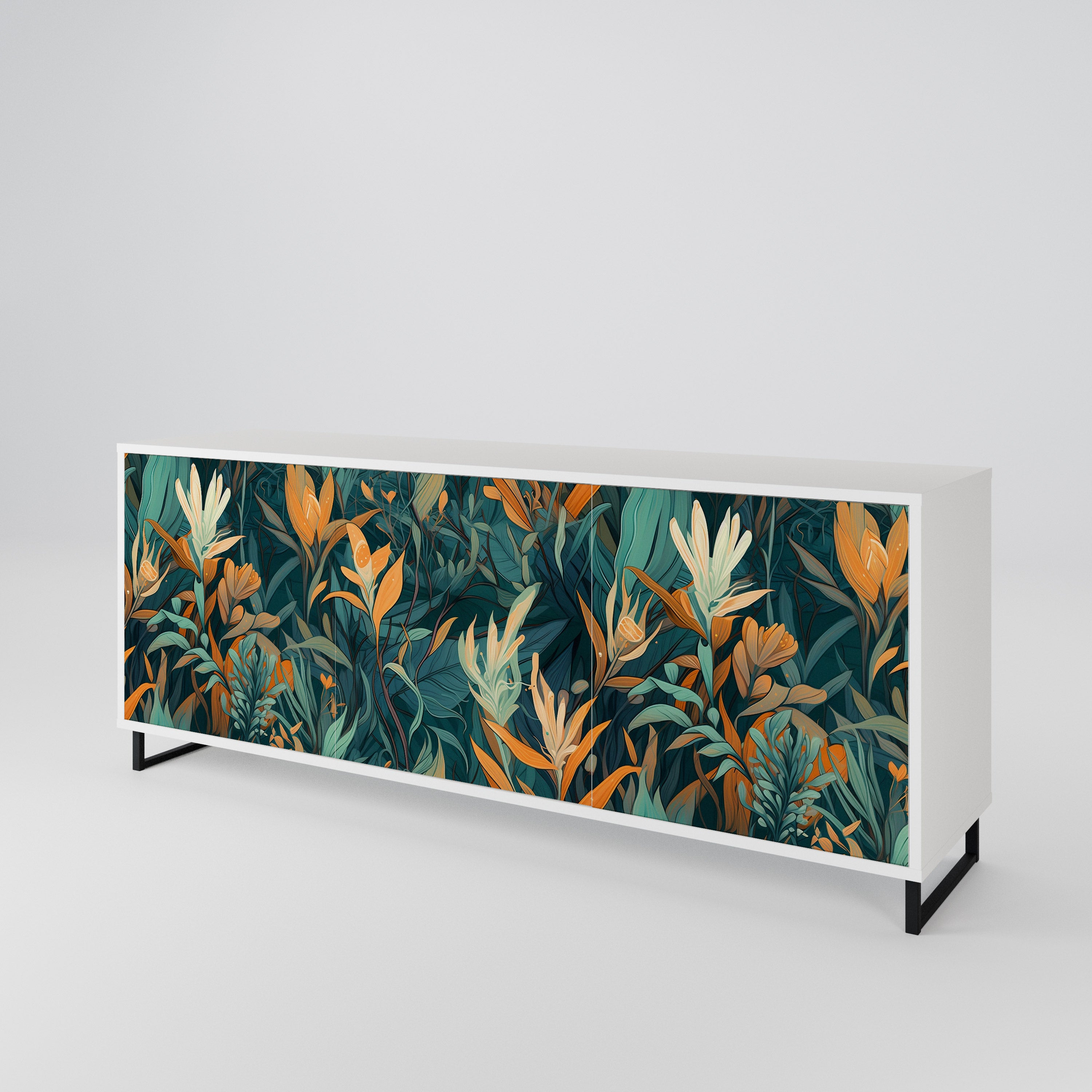 FLORAL SERENITY Komoda 3-drzwiowa korpus Biały