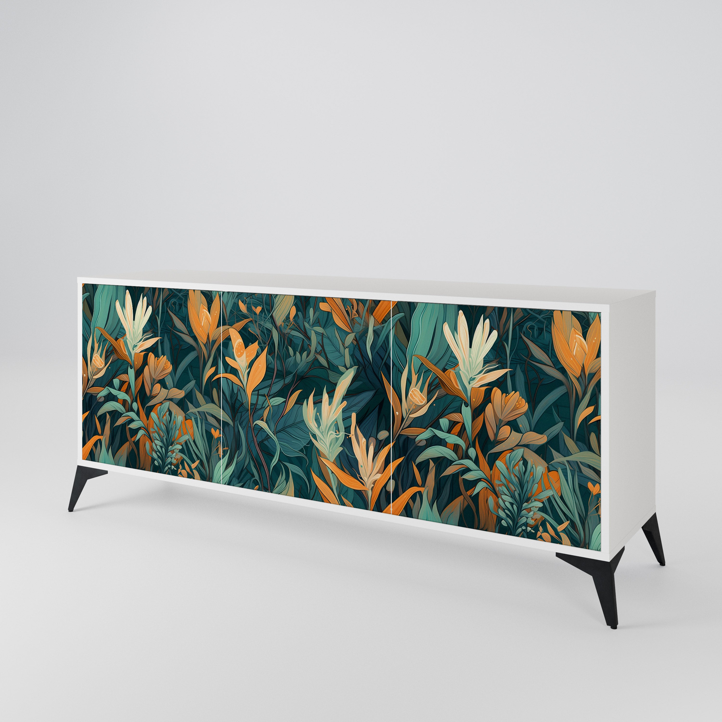 FLORAL SERENITY Komoda 3-drzwiowa korpus Biały