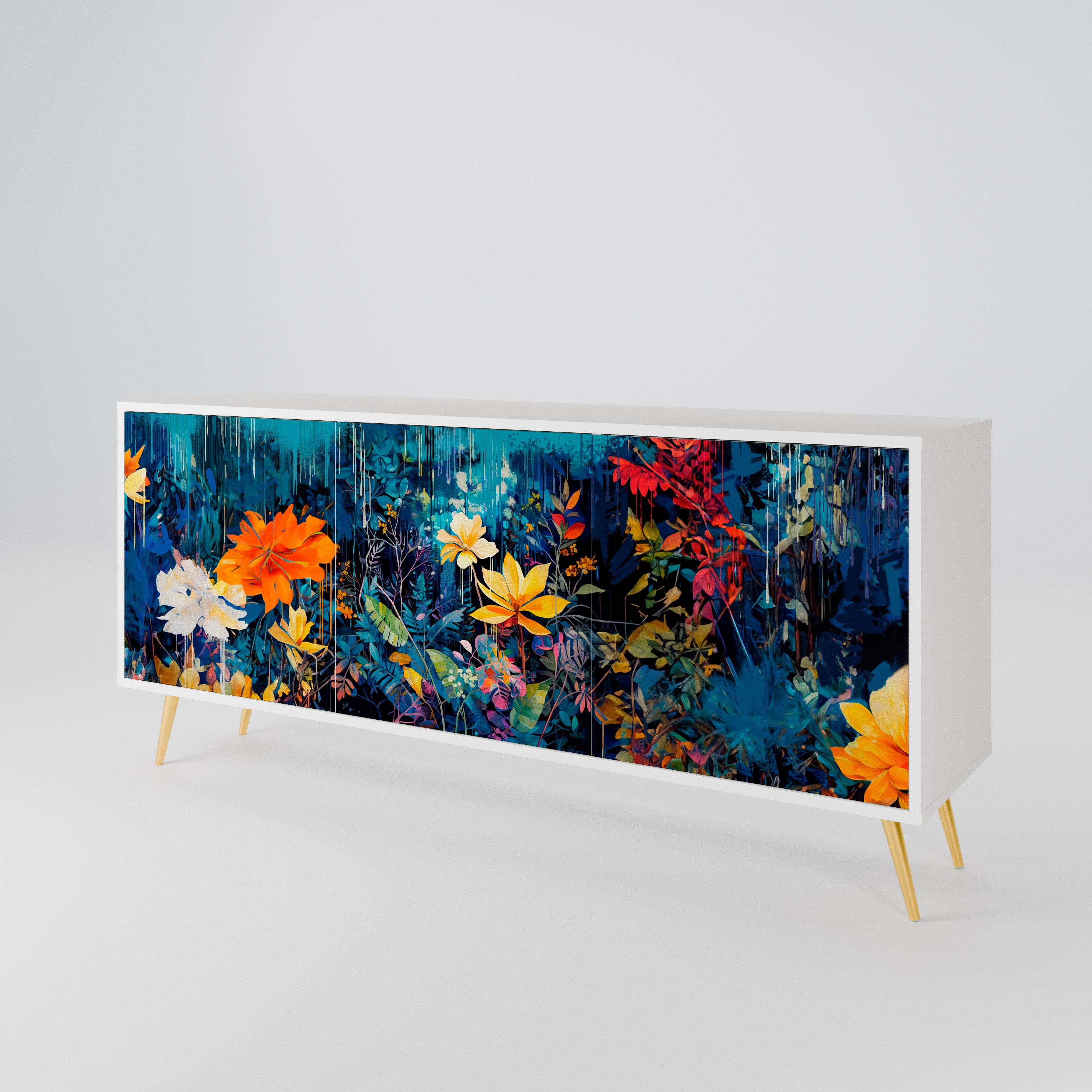 MIDNIGHT BLOSSOM Komoda 3-drzwiowa korpus Biały