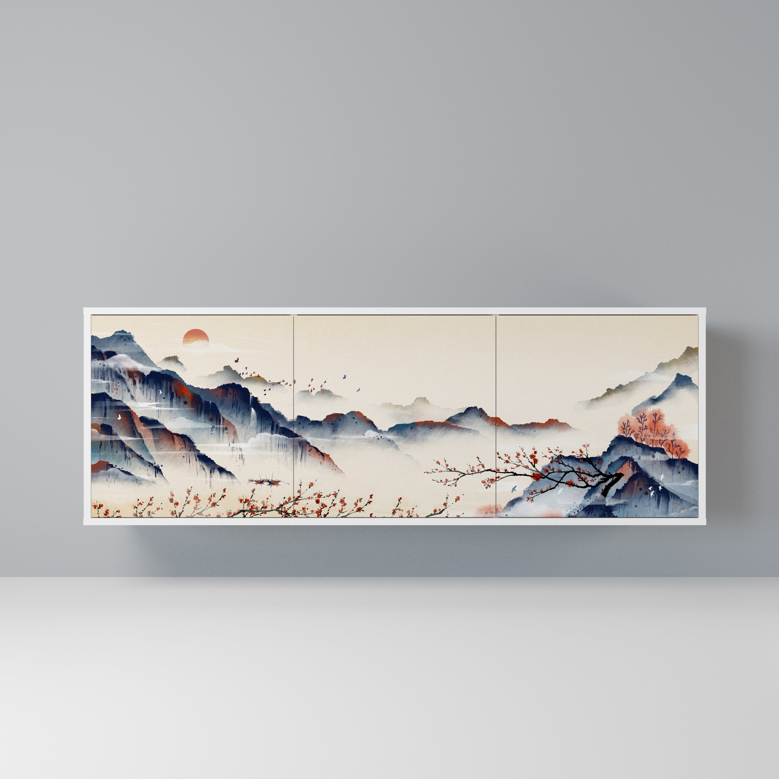 JAPANESE LANDSCAPE Komoda 3-drzwiowa korpus Biały