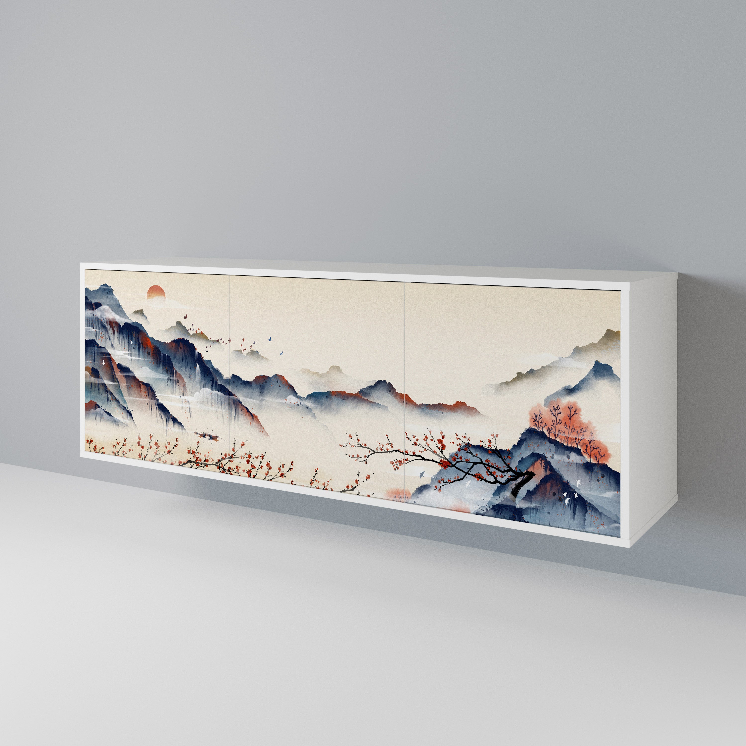 JAPANESE LANDSCAPE Komoda 3-drzwiowa korpus Biały