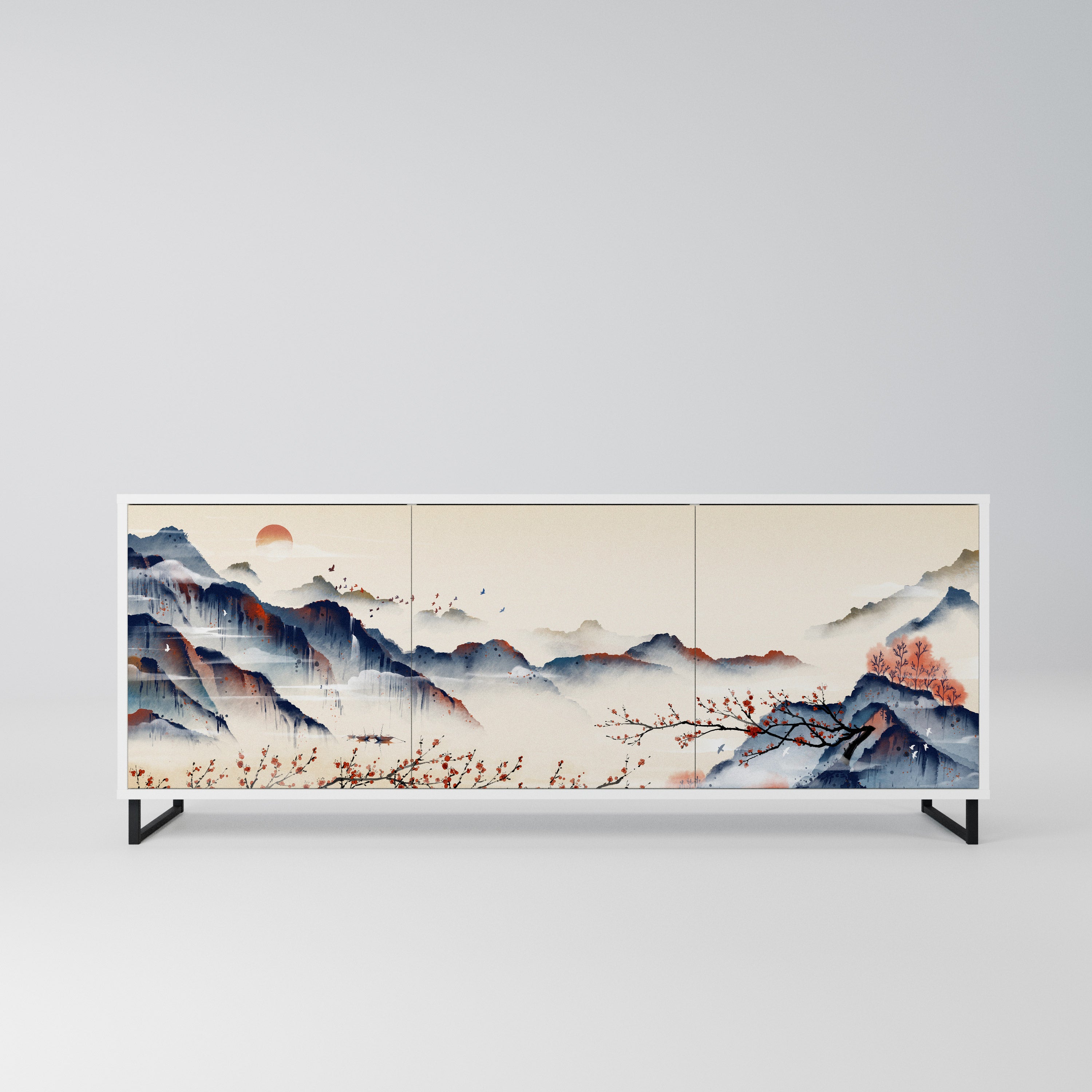 JAPANESE LANDSCAPE Komoda 3-drzwiowa korpus Biały