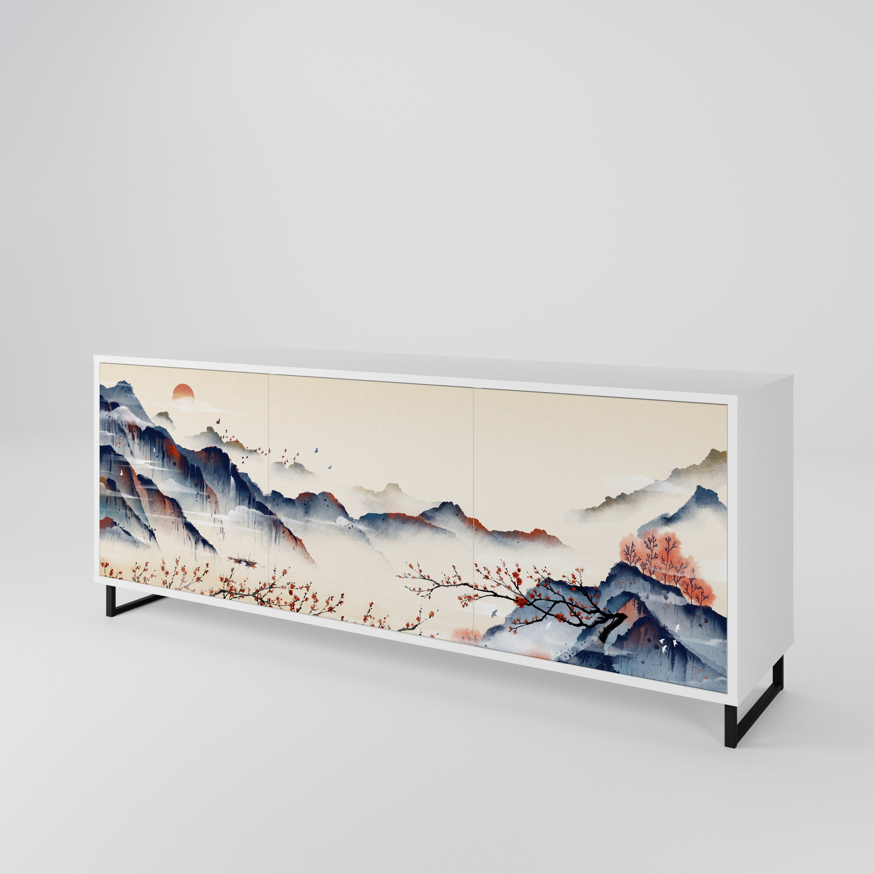 JAPANESE LANDSCAPE Komoda 3-drzwiowa korpus Biały