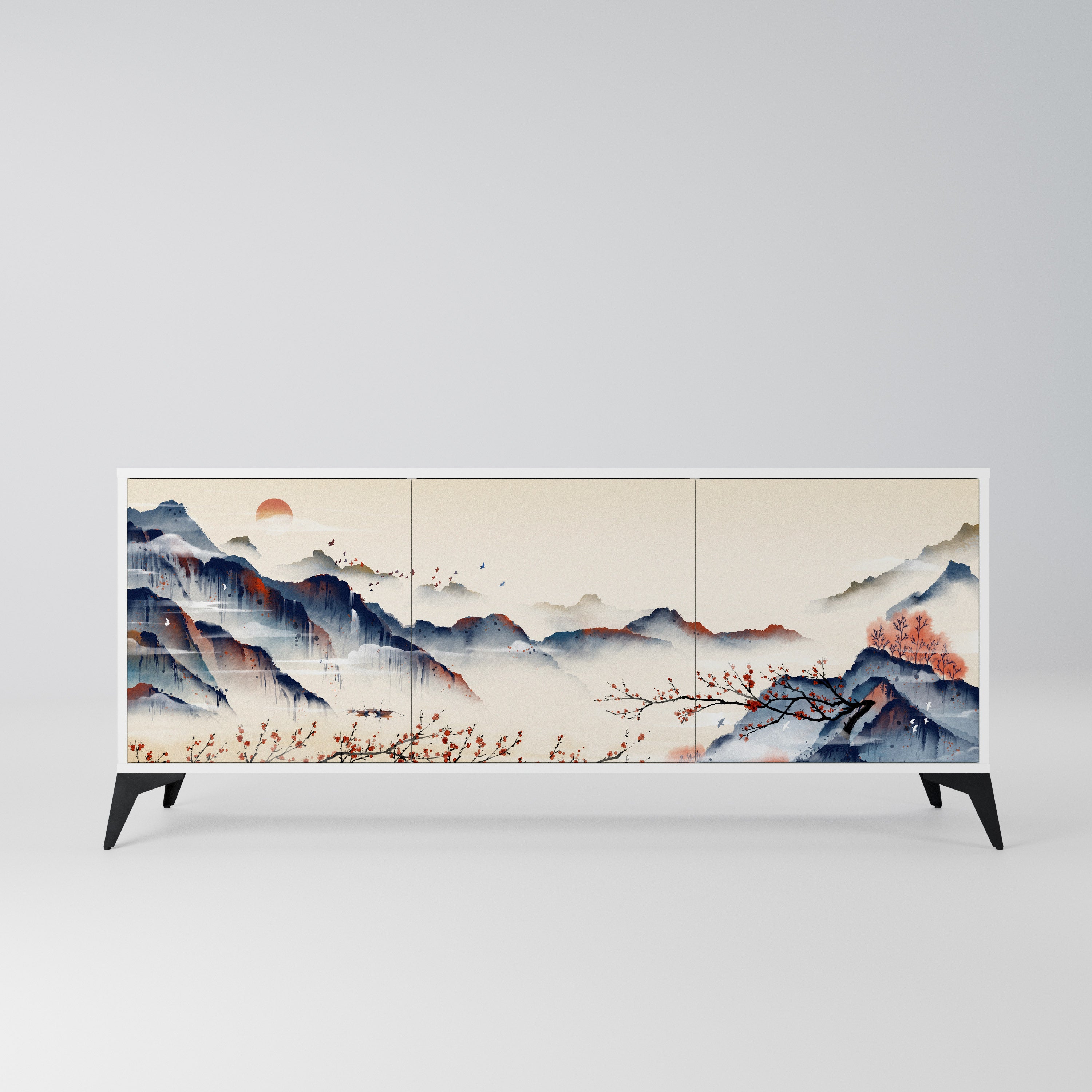 JAPANESE LANDSCAPE Komoda 3-drzwiowa korpus Biały