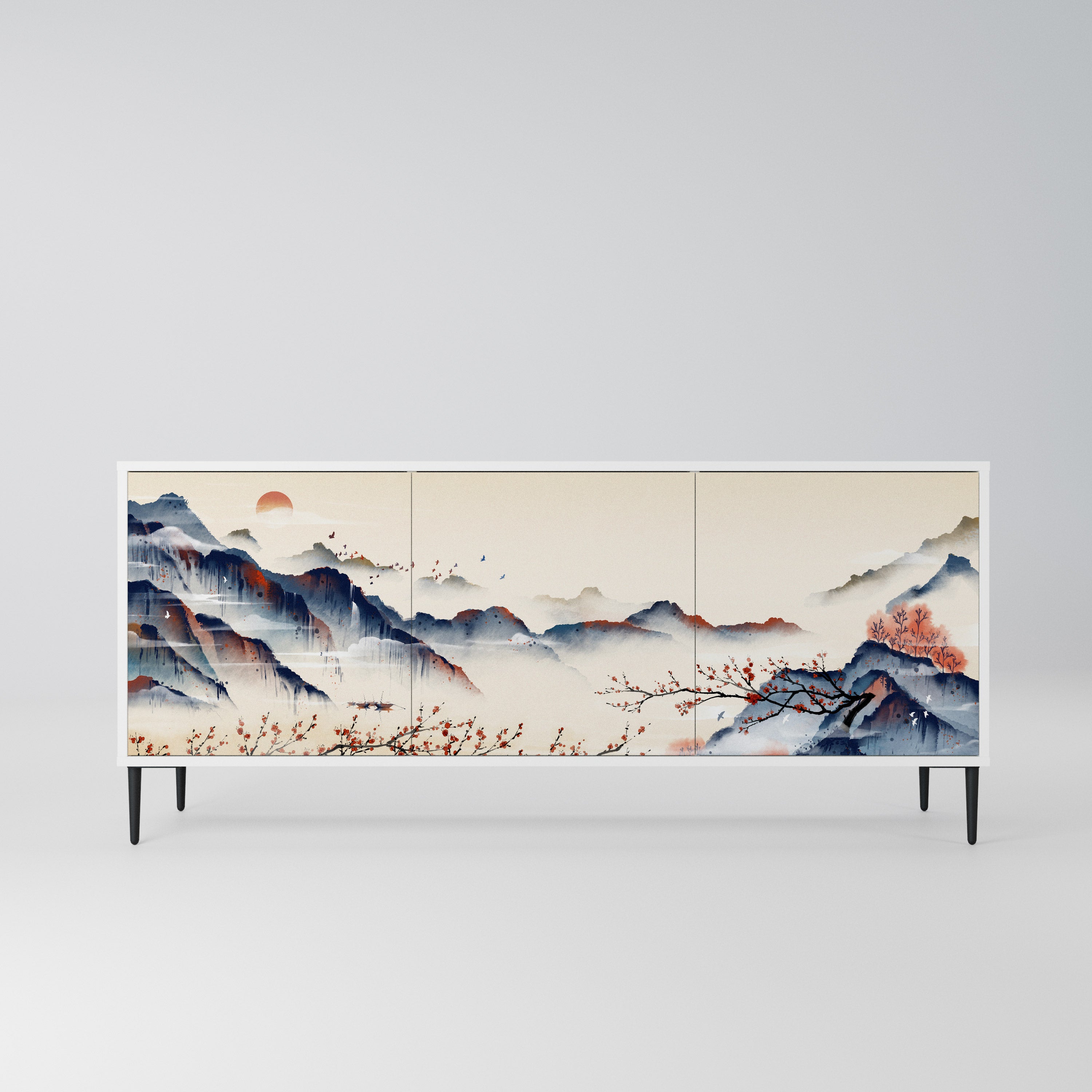 JAPANESE LANDSCAPE Komoda 3-drzwiowa korpus Biały