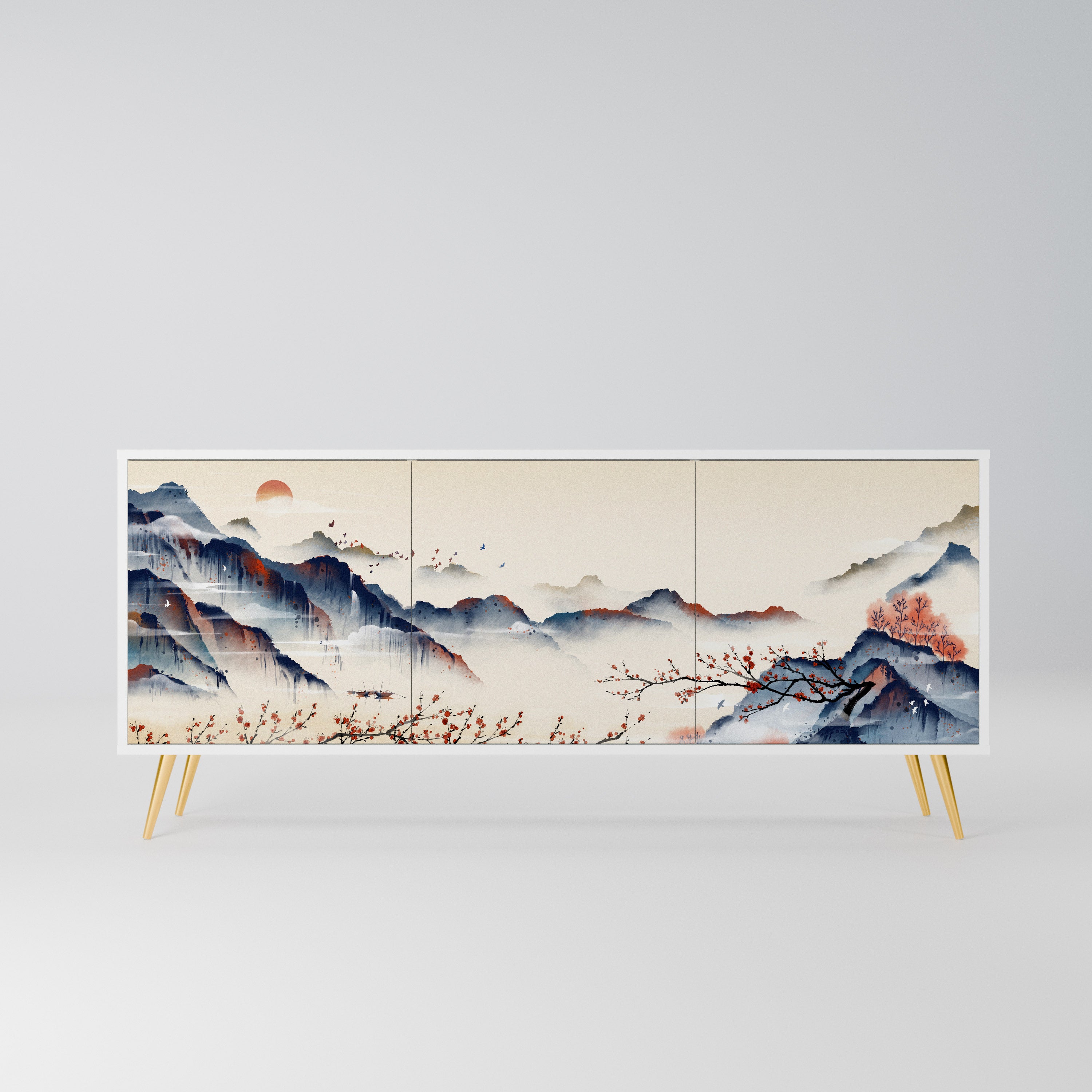JAPANESE LANDSCAPE Komoda 3-drzwiowa korpus Biały
