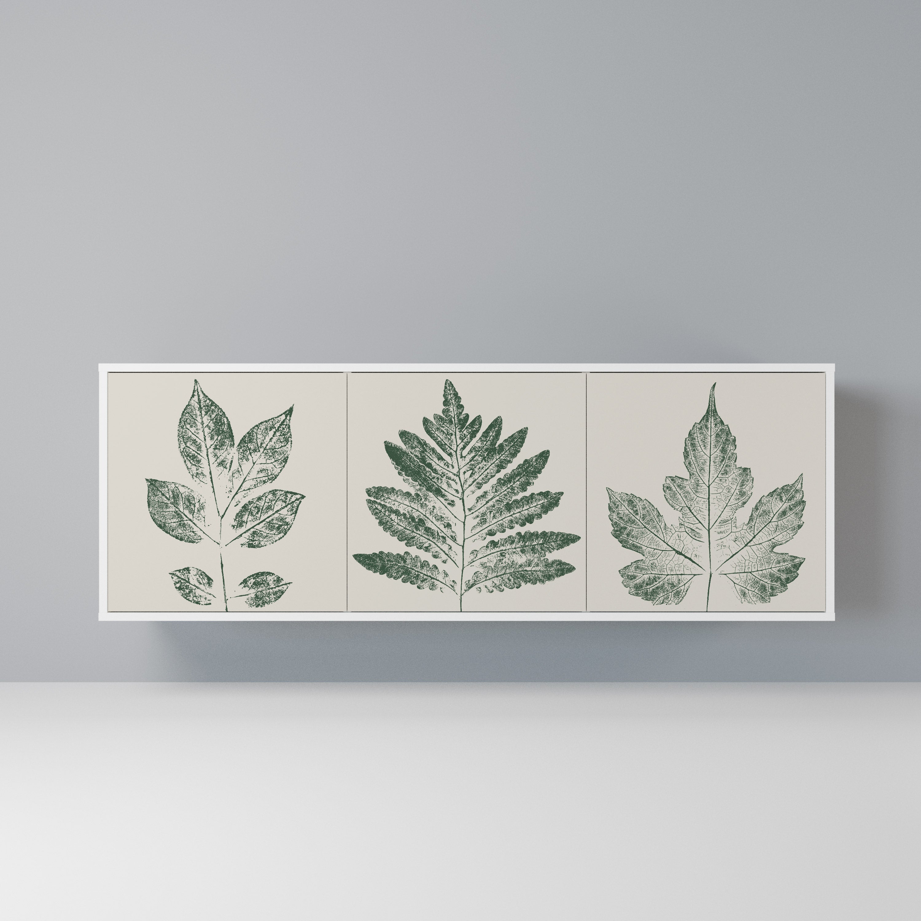 GREEN LEAFY STAMPS Komoda 3-drzwiowa korpus Biały