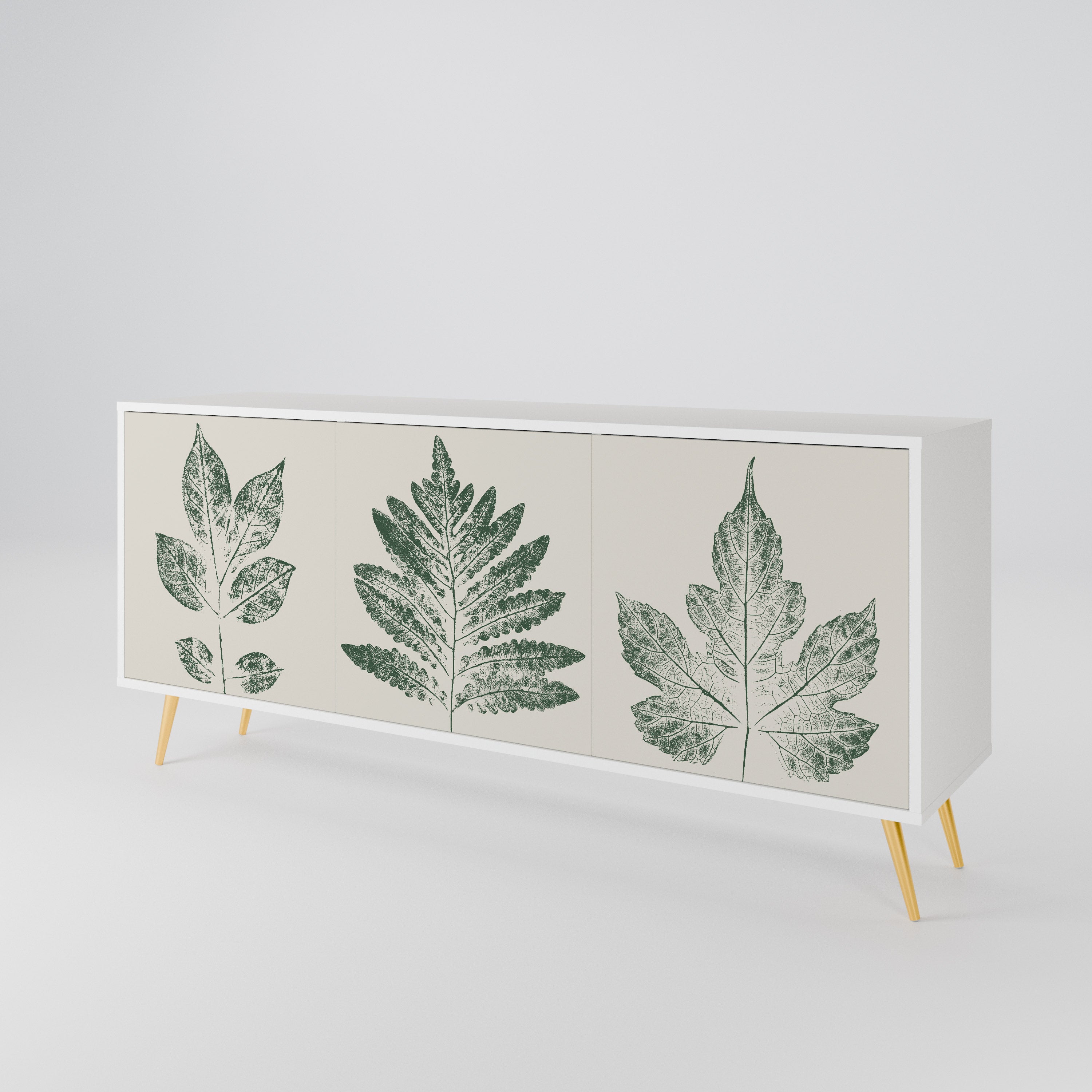 GREEN LEAFY STAMPS Komoda 3-drzwiowa korpus Biały