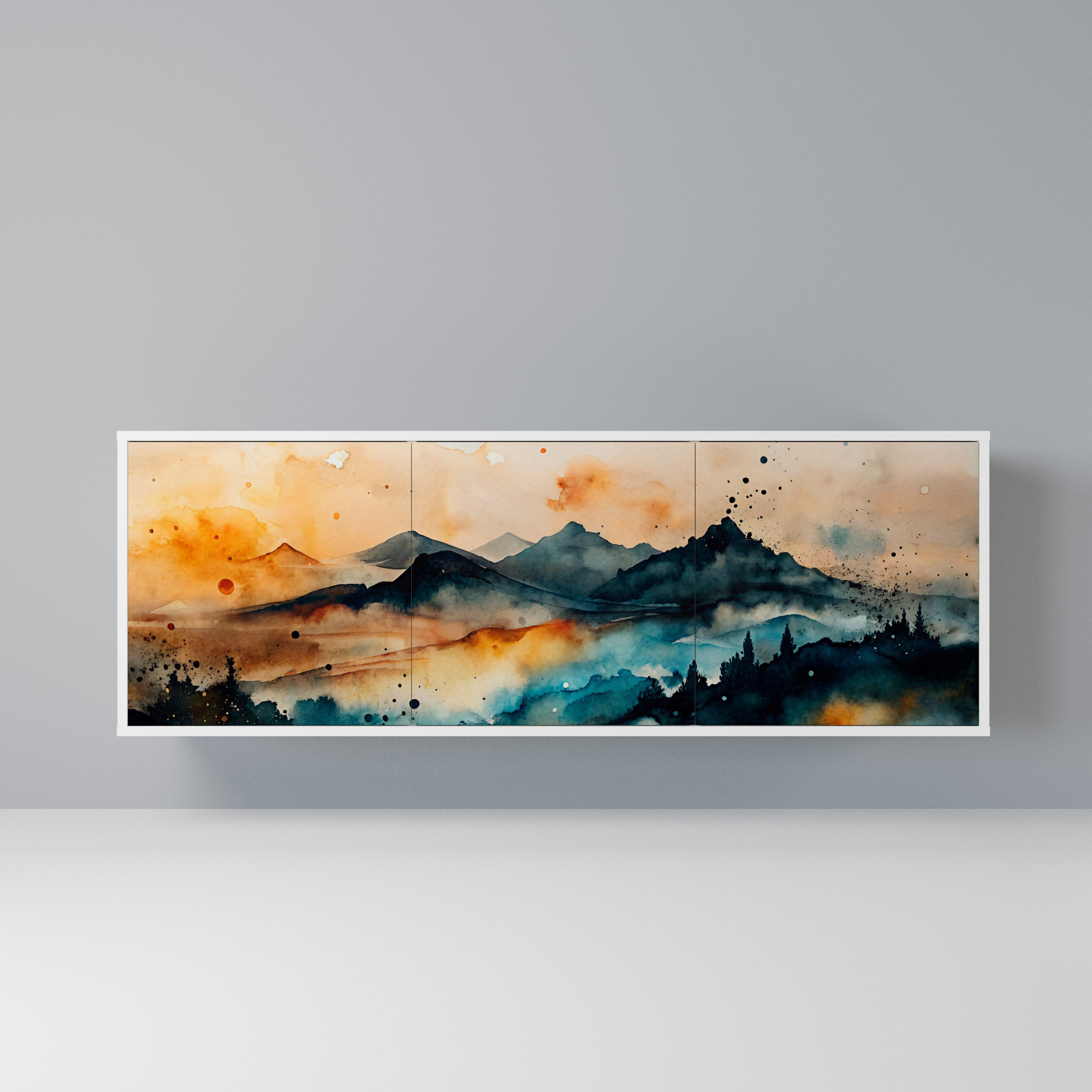 OMINOUS MOUNTAINS Komoda 3-drzwiowa korpus Biały