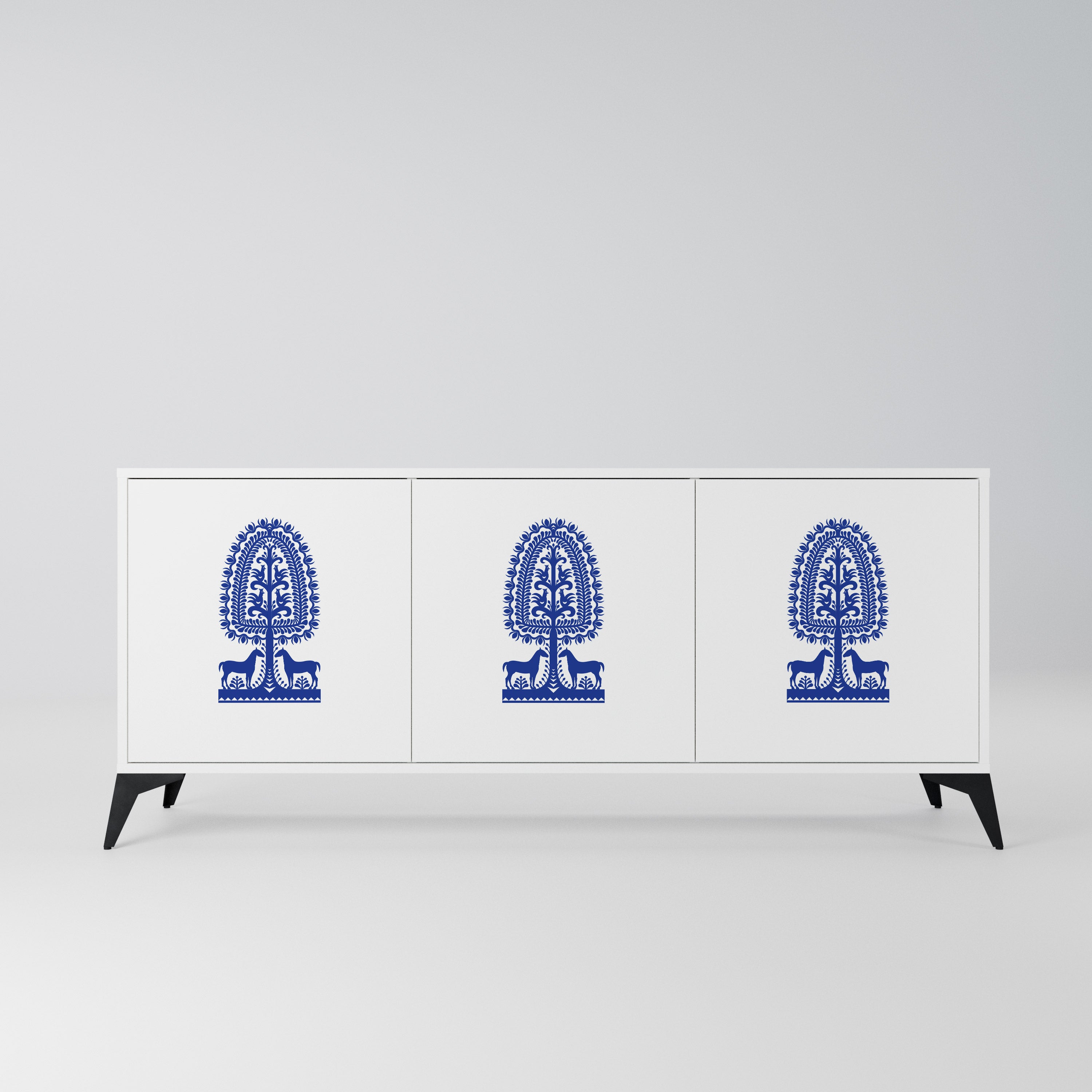 POLISH FOLK ART Komoda 3-drzwiowa korpus Biały