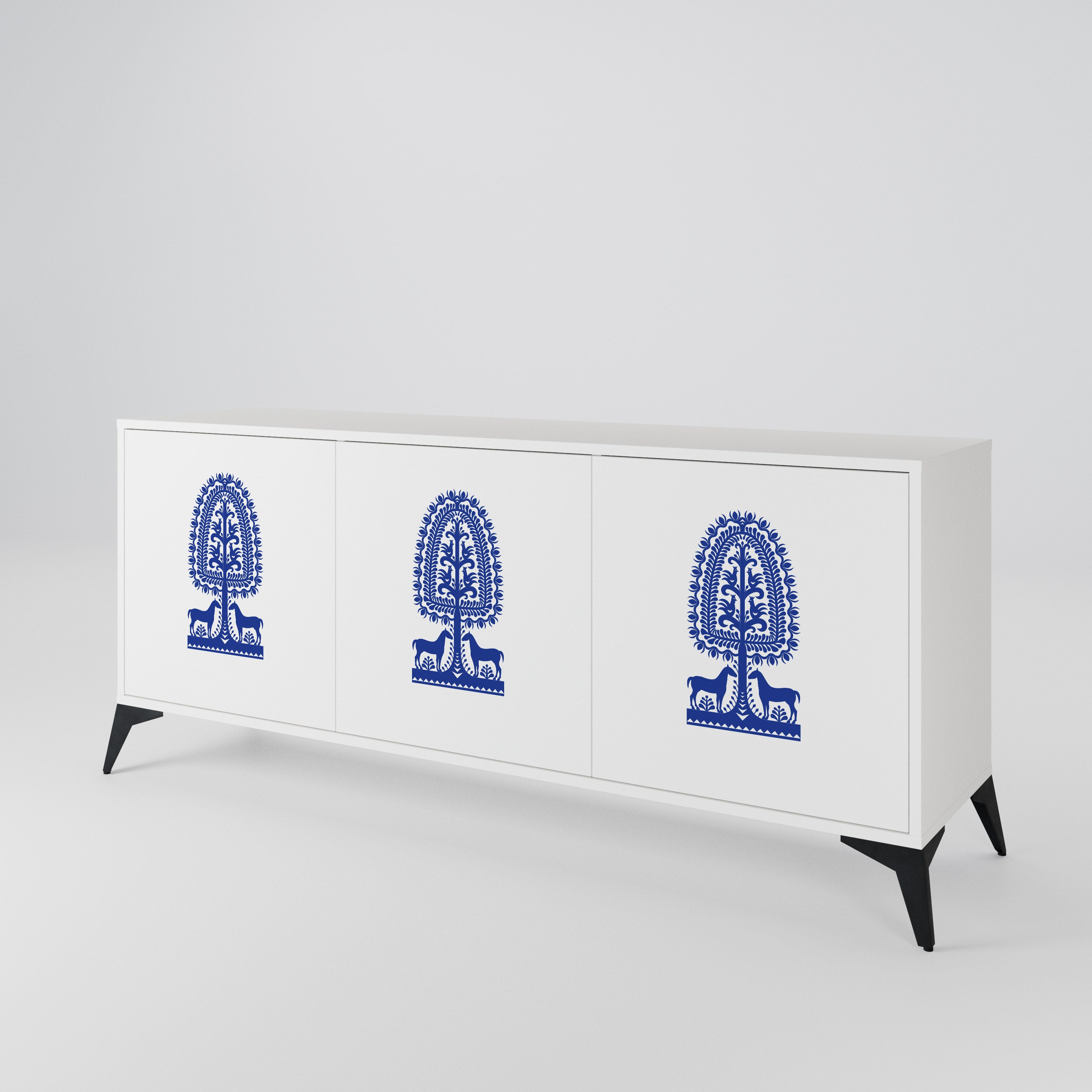POLISH FOLK ART Komoda 3-drzwiowa korpus Biały