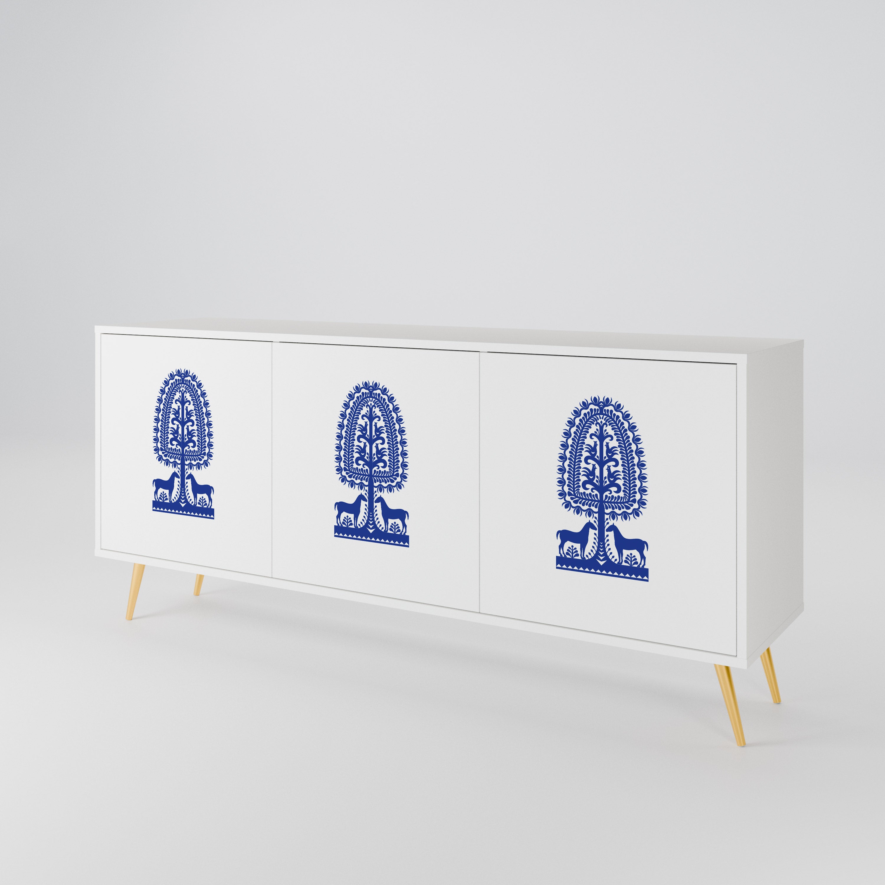 POLISH FOLK ART Komoda 3-drzwiowa korpus Biały