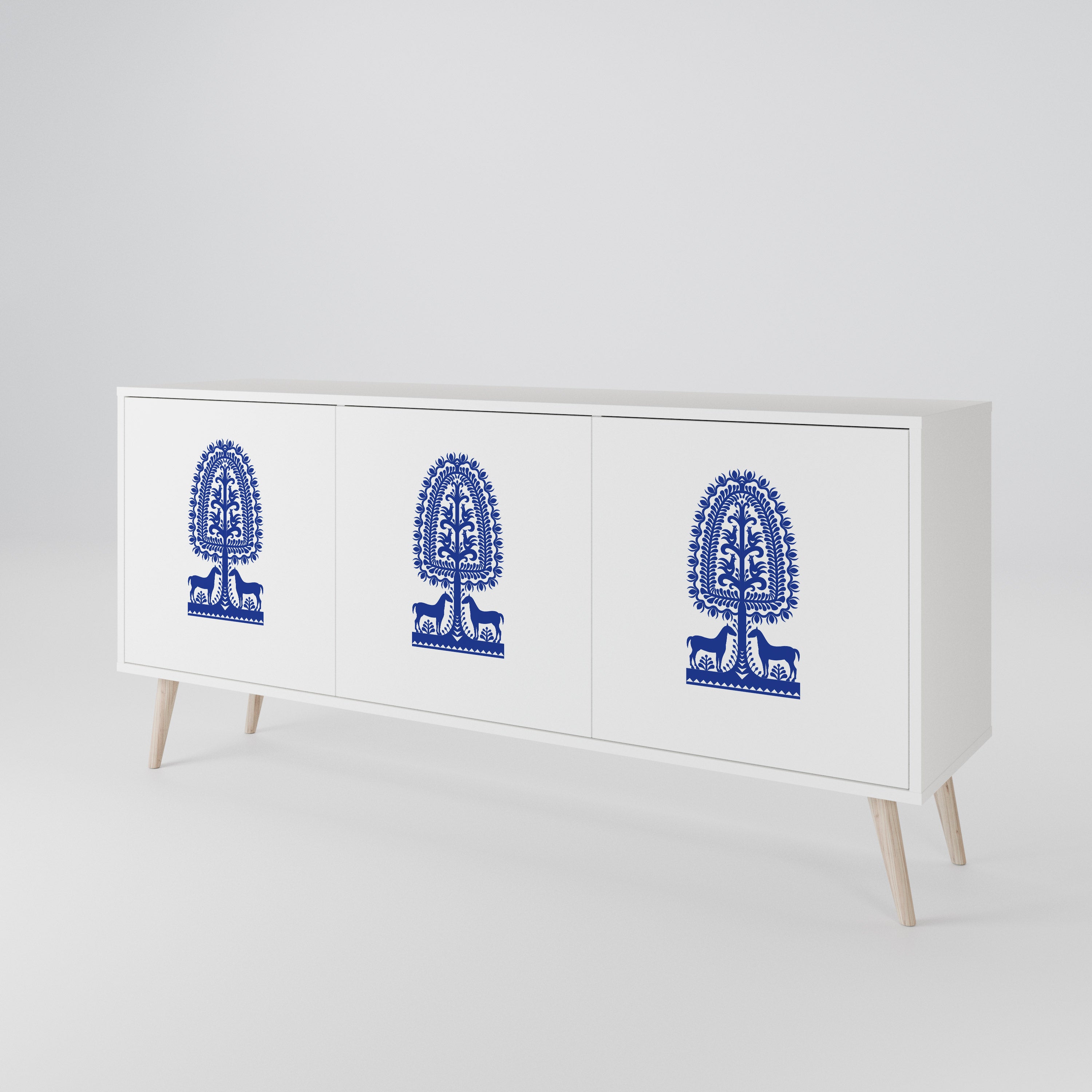 POLISH FOLK ART Komoda 3-drzwiowa korpus Biały