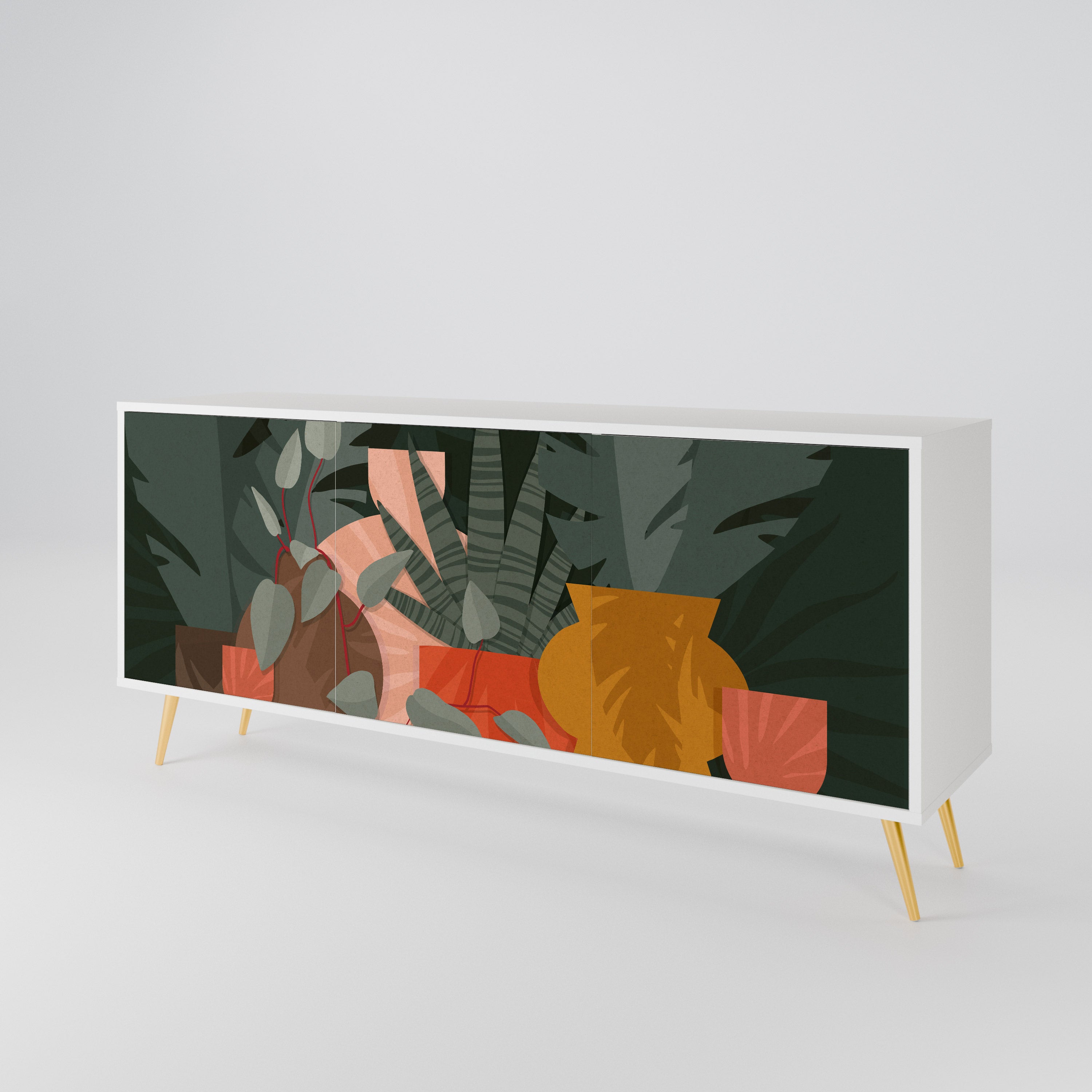 TROPICAL COMPOSITION Komoda 3-drzwiowa korpus Biały