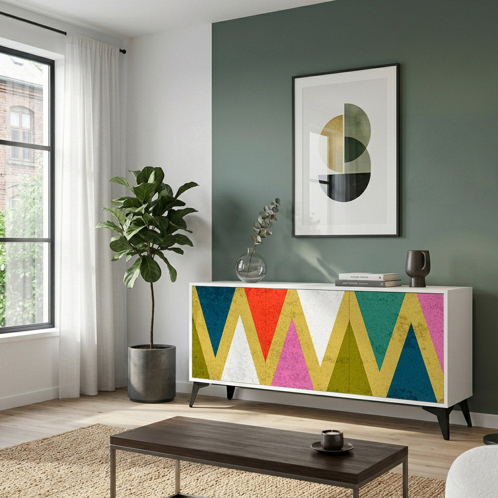 COLORFUL TRIANGLES Komoda 3-drzwiowa korpus Biały