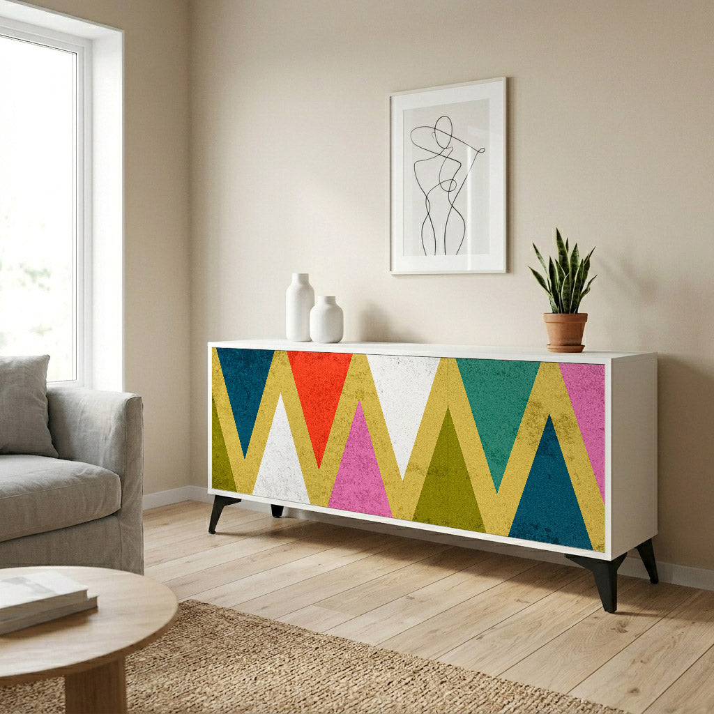 COLORFUL TRIANGLES Komoda 3-drzwiowa korpus Biały