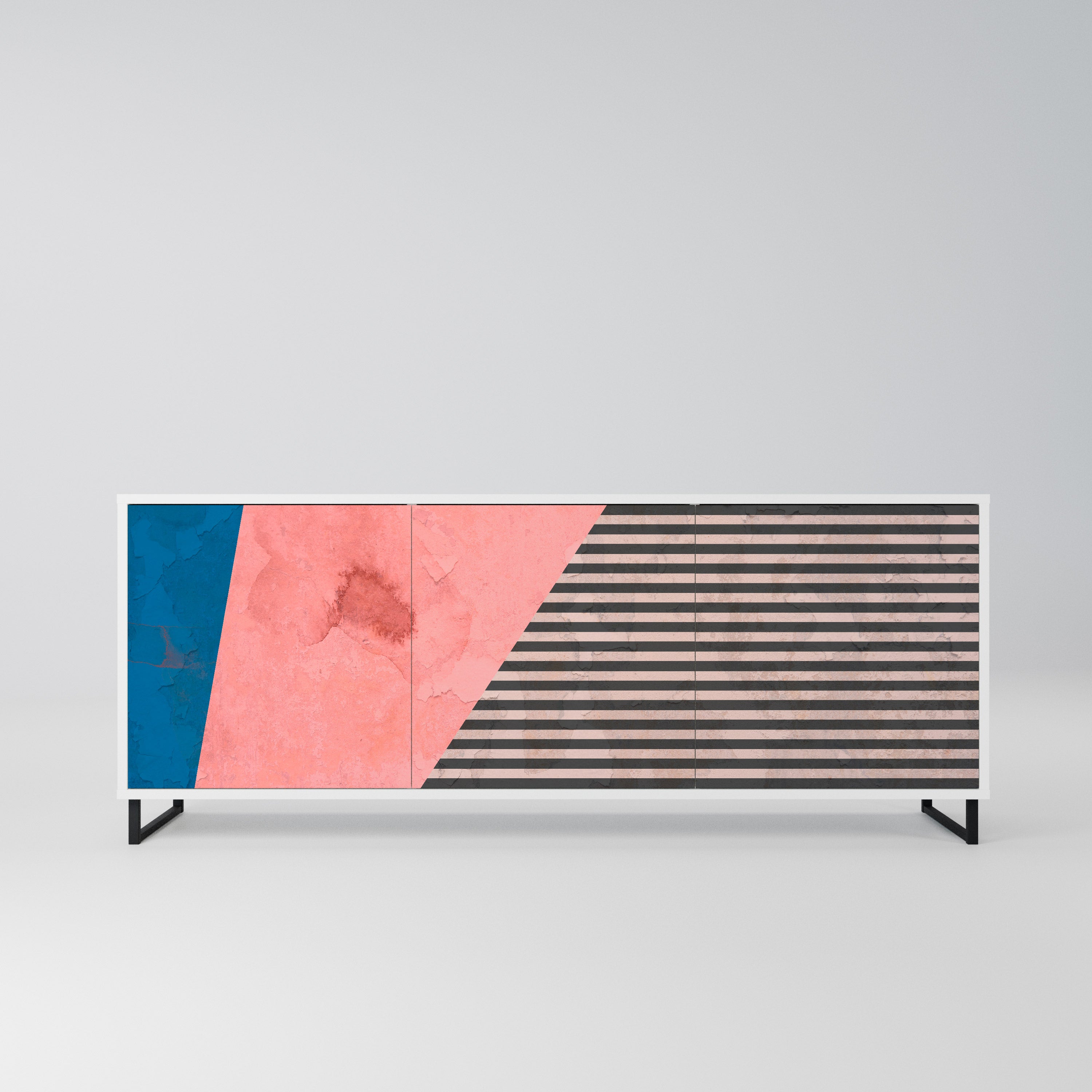 GLAMOROUS STRIPE Komoda 3-drzwiowa korpus Biały
