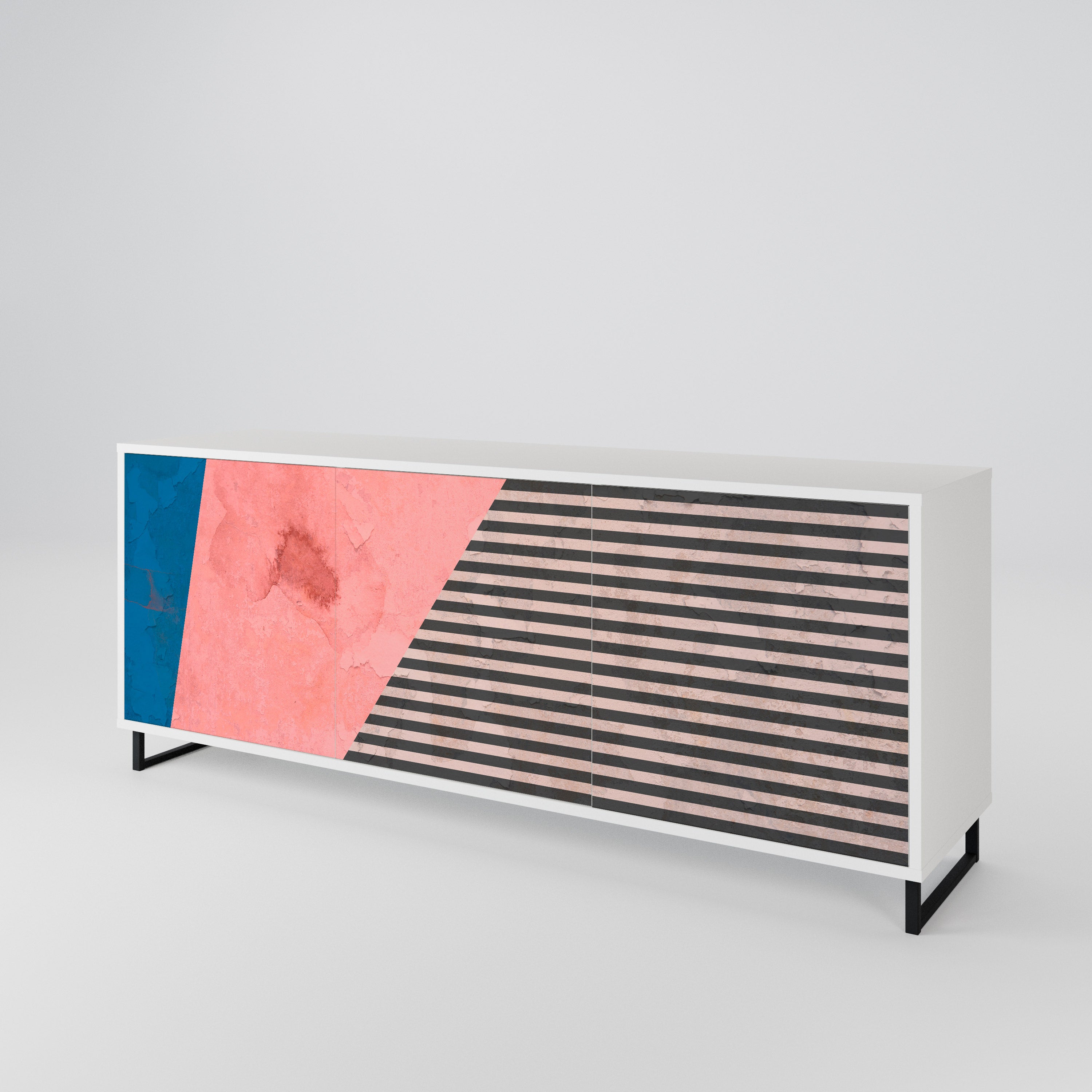GLAMOROUS STRIPE Komoda 3-drzwiowa korpus Biały