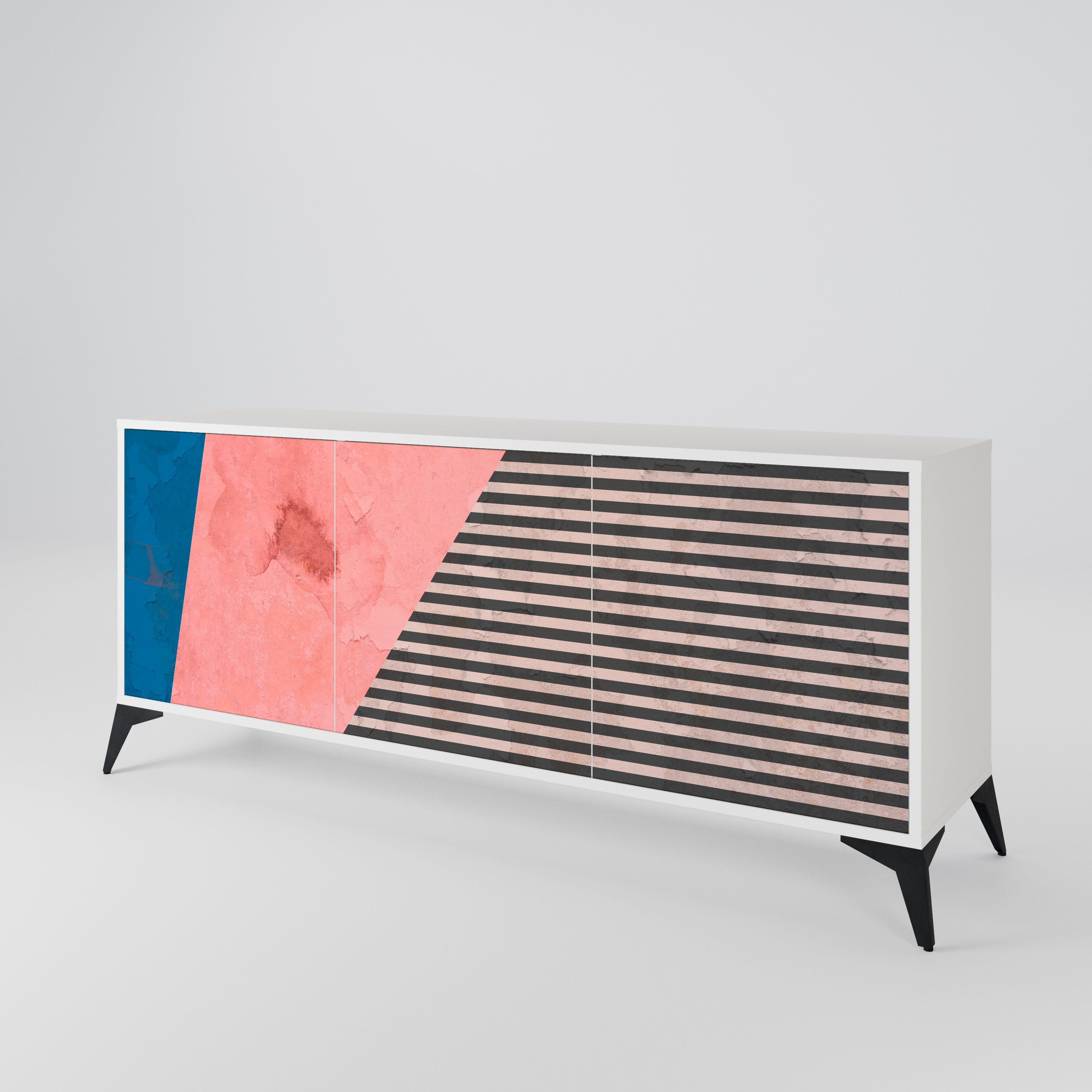 GLAMOROUS STRIPE Komoda 3-drzwiowa korpus Biały