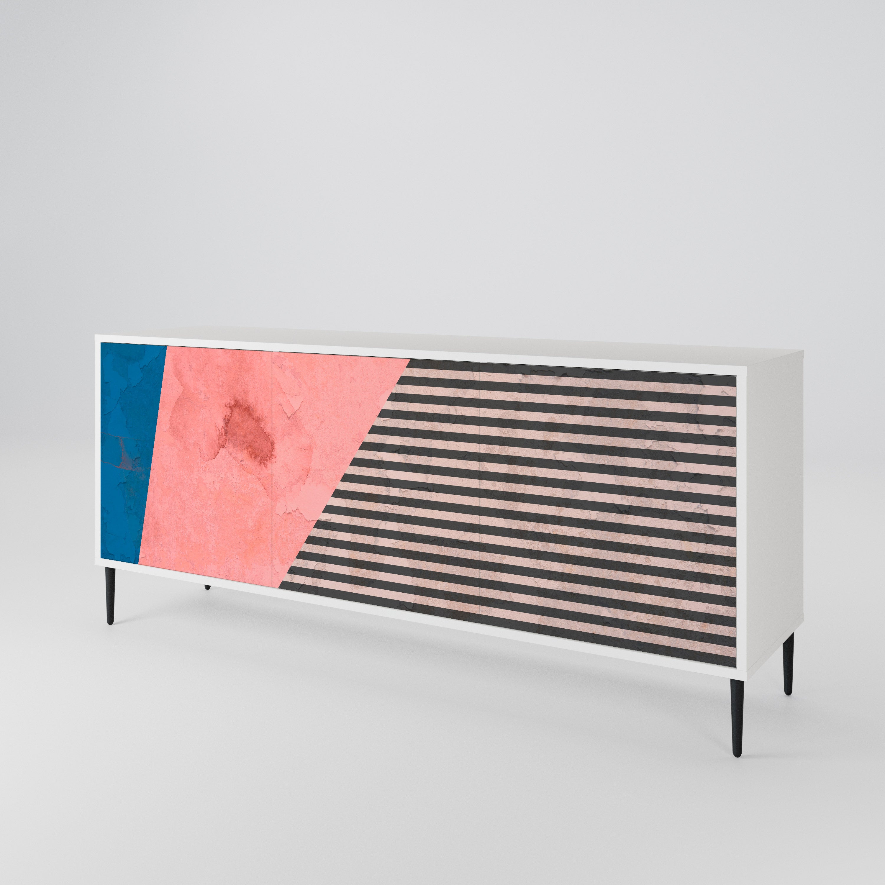 GLAMOROUS STRIPE Komoda 3-drzwiowa korpus Biały