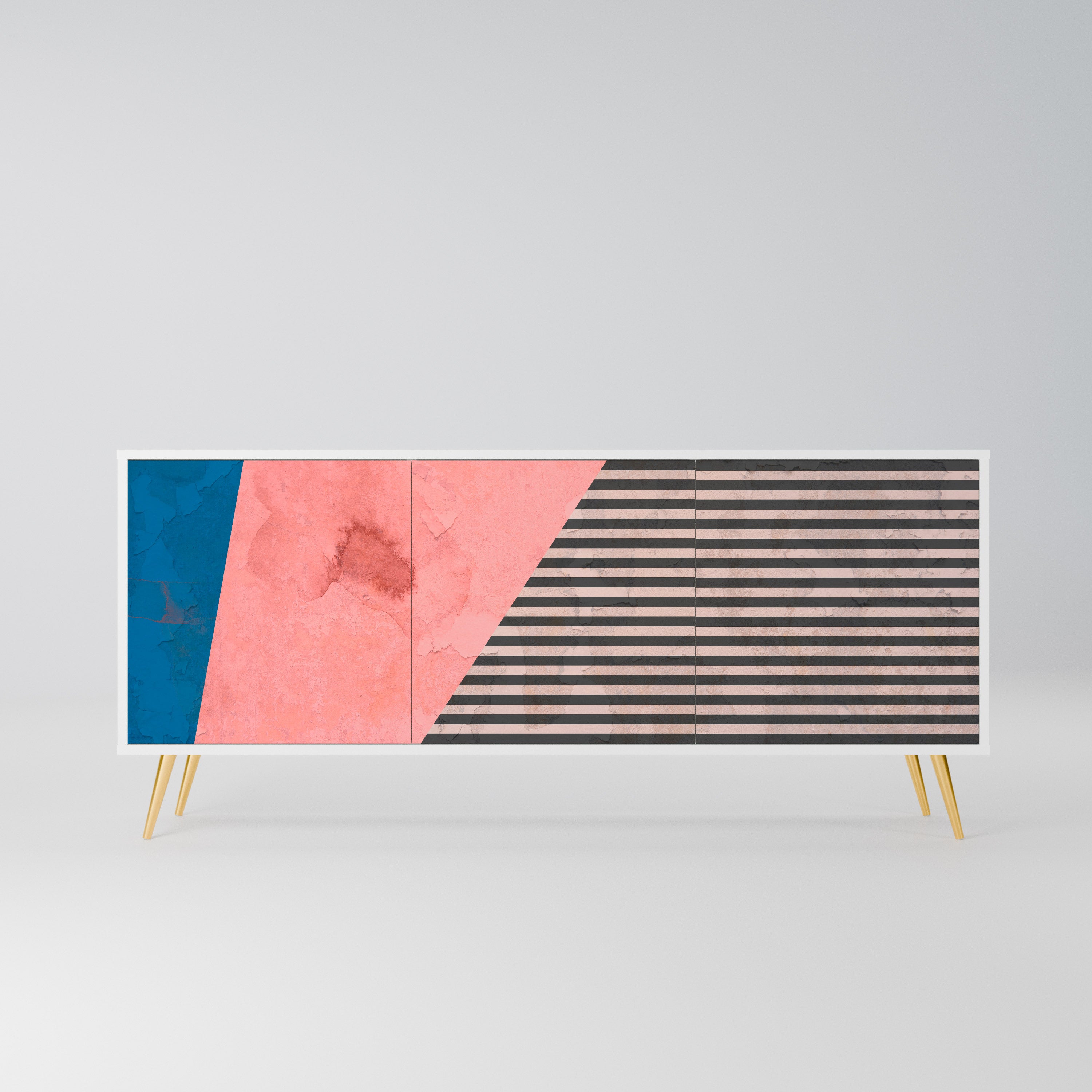 GLAMOROUS STRIPE Komoda 3-drzwiowa korpus Biały