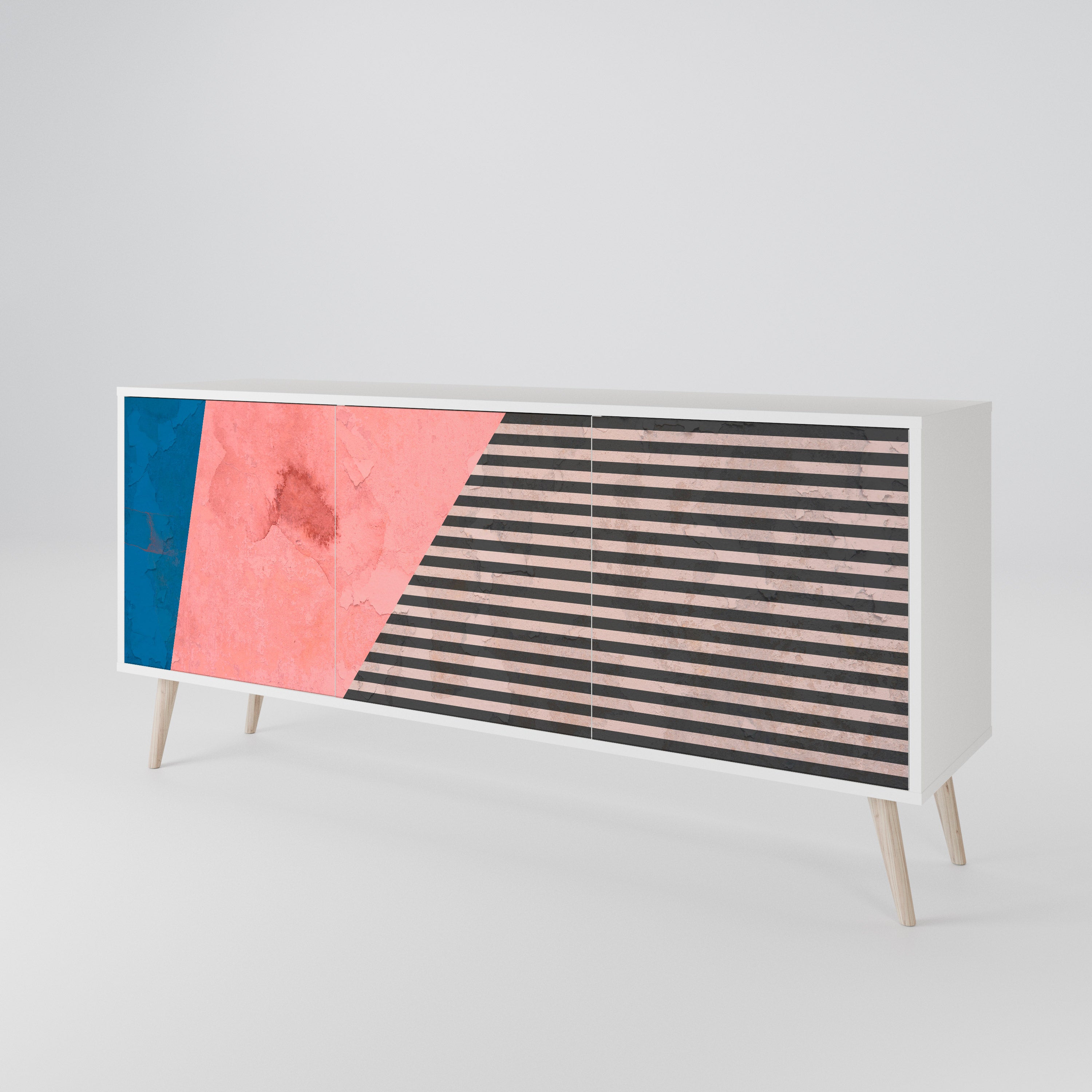 GLAMOROUS STRIPE Komoda 3-drzwiowa korpus Biały