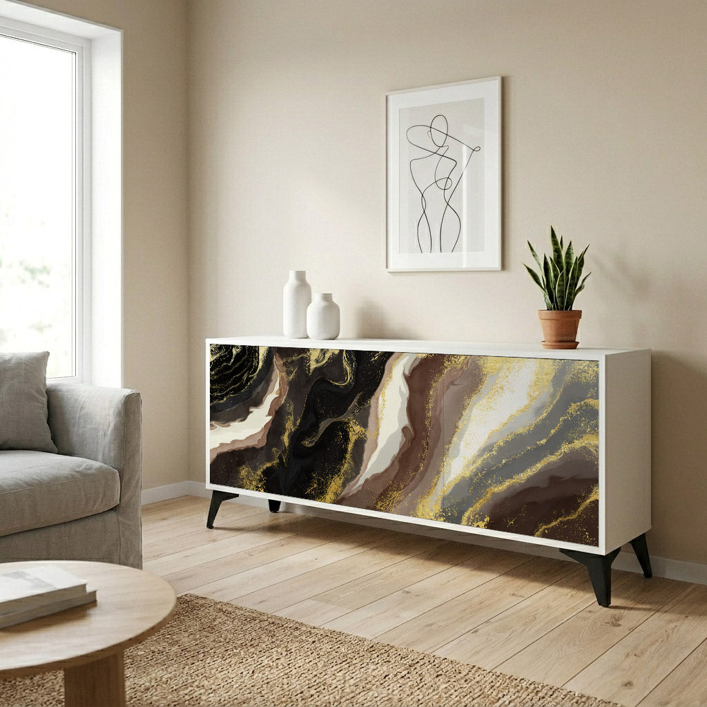 GOLD DUST Komoda 3-drzwiowa korpus Biały