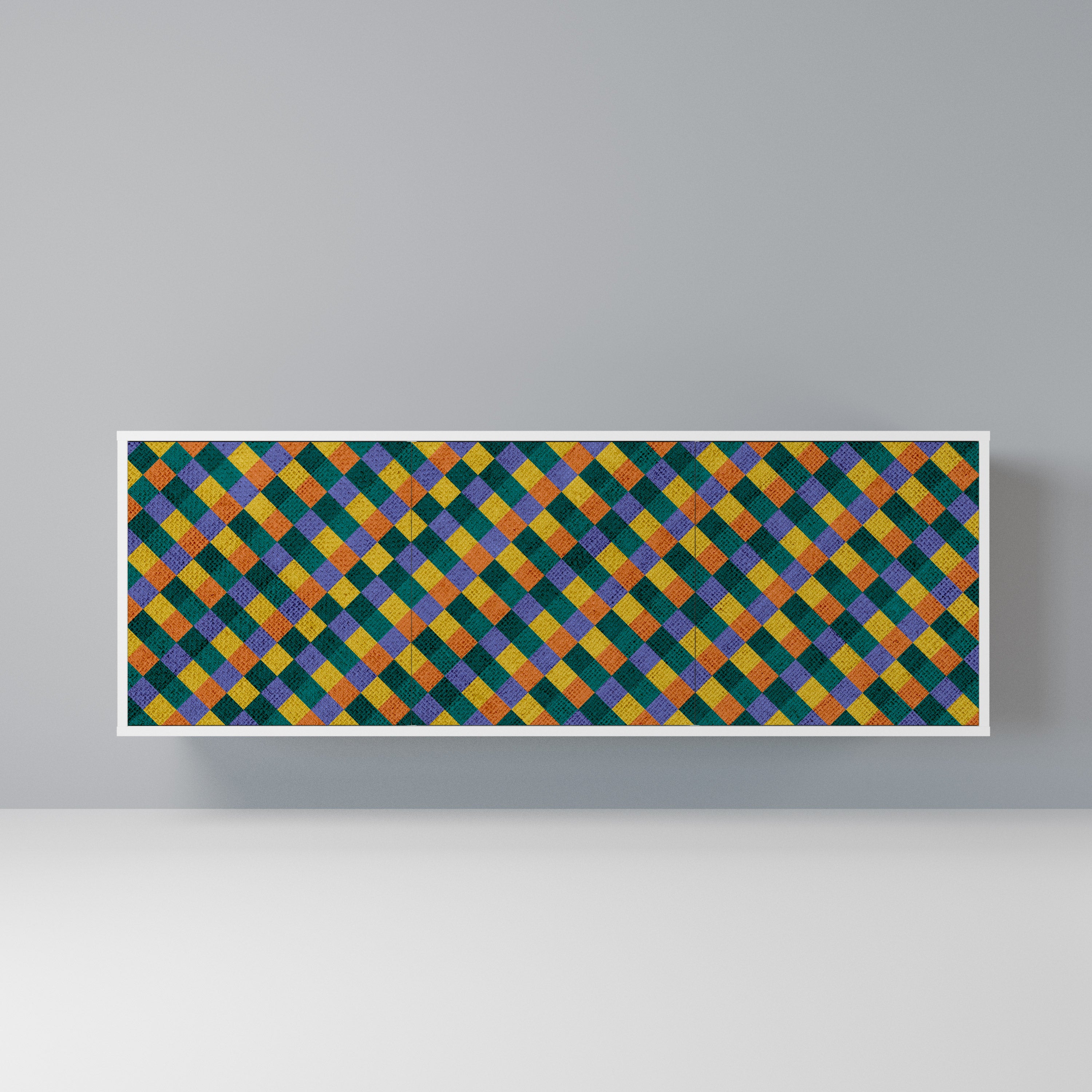PAINTED SQUARES MIX Komoda 3-drzwiowa korpus Biały
