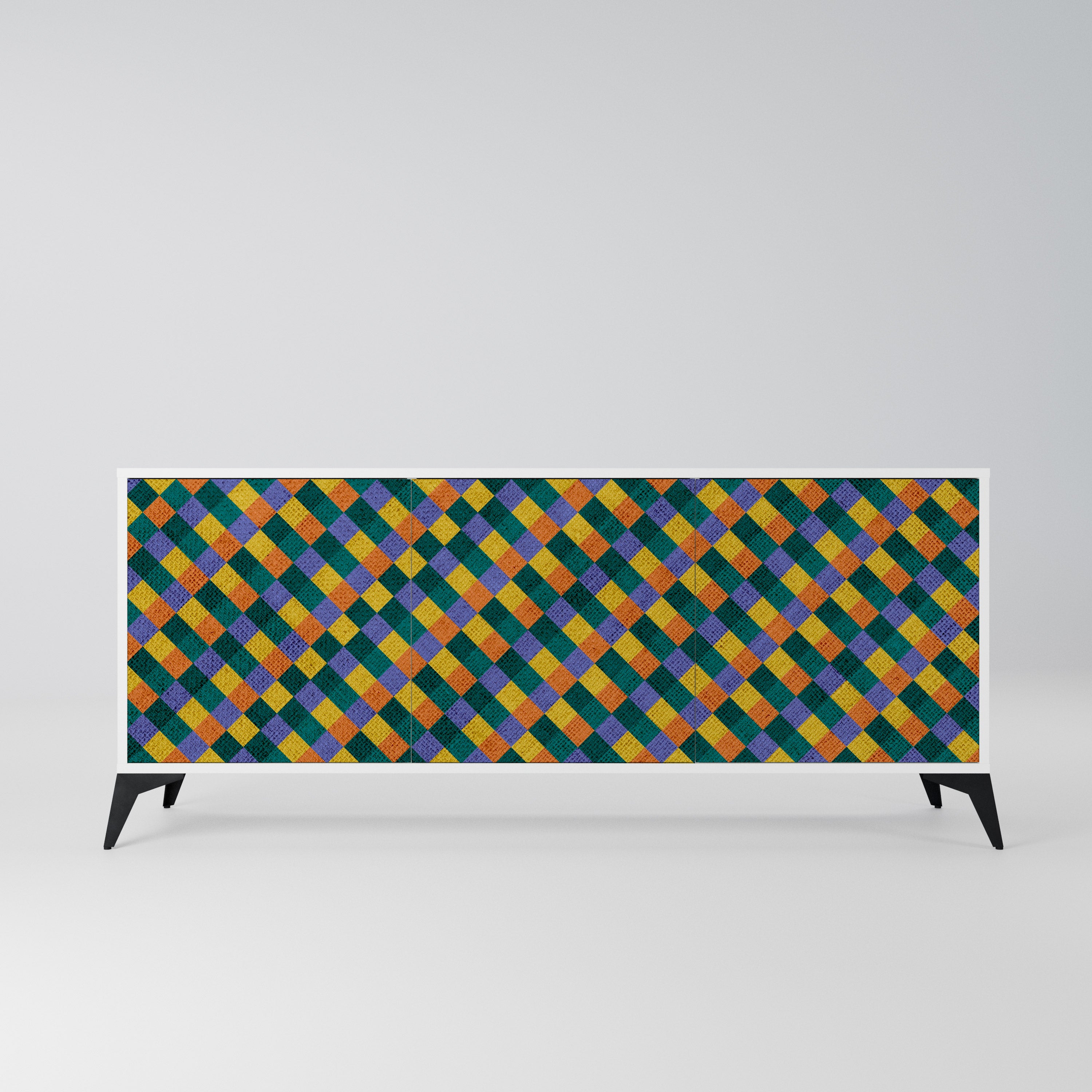 PAINTED SQUARES MIX Komoda 3-drzwiowa korpus Biały