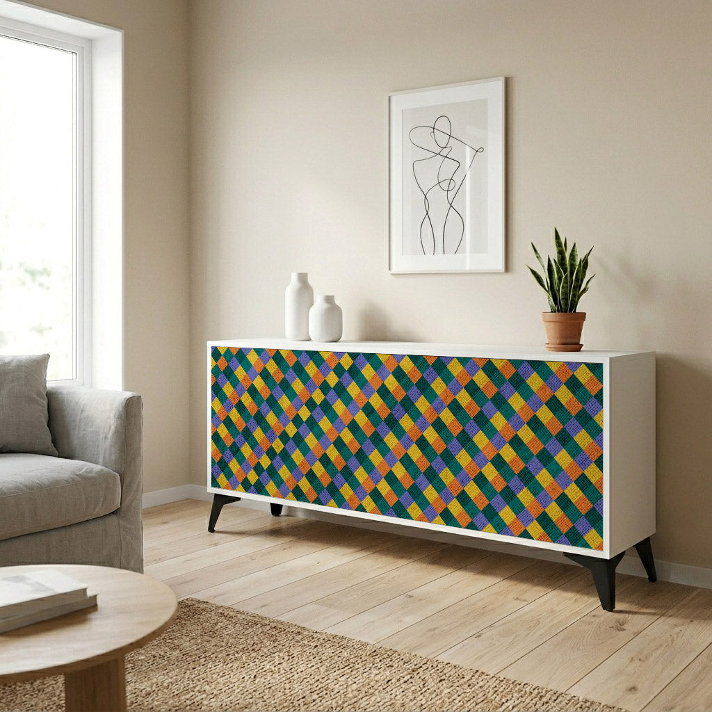 PAINTED SQUARES MIX Komoda 3-drzwiowa korpus Biały
