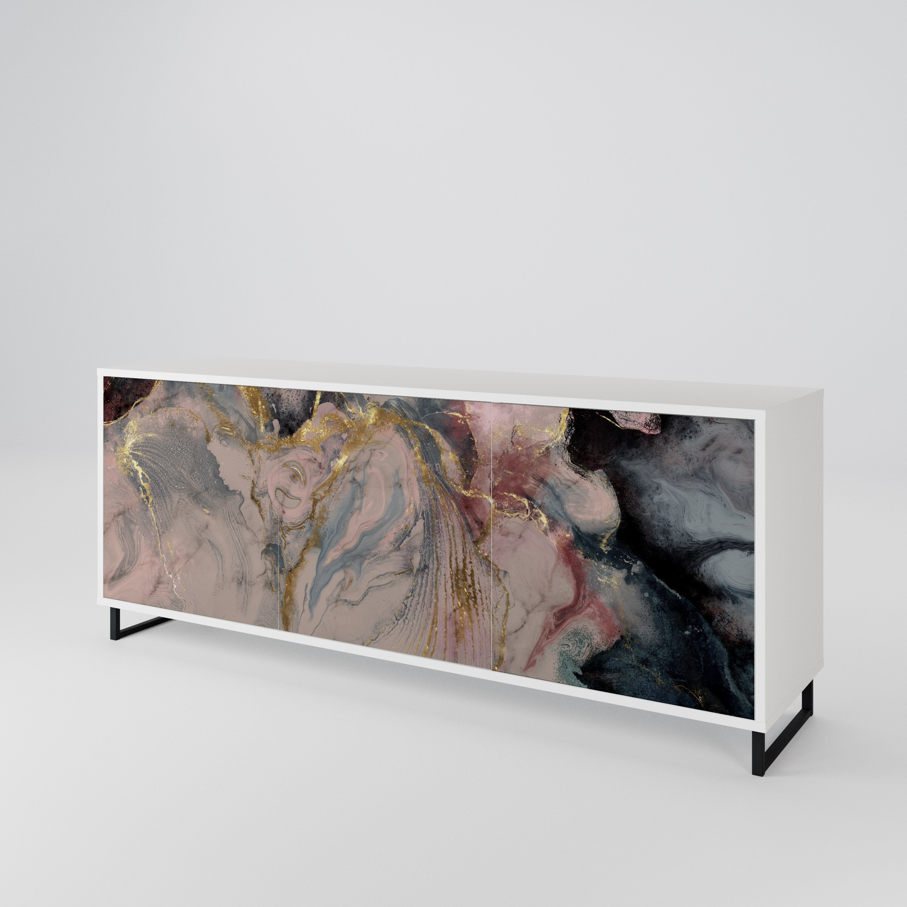 GILDED SWIRLS Komoda 3-drzwiowa korpus Biały